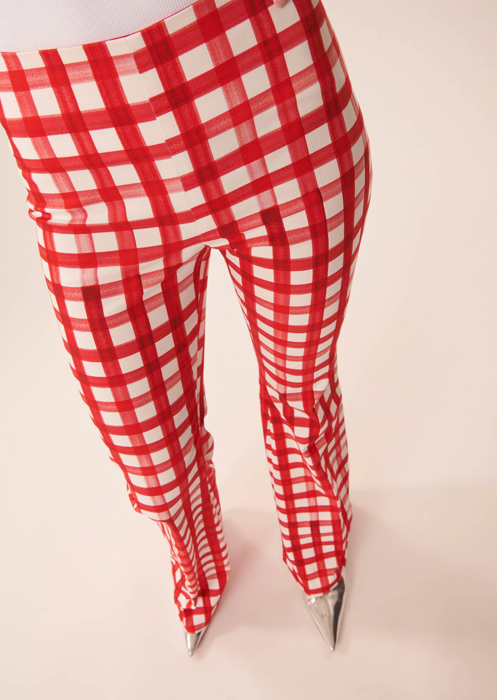 Pantalon Polska rouge en vichy Faume - seconde main