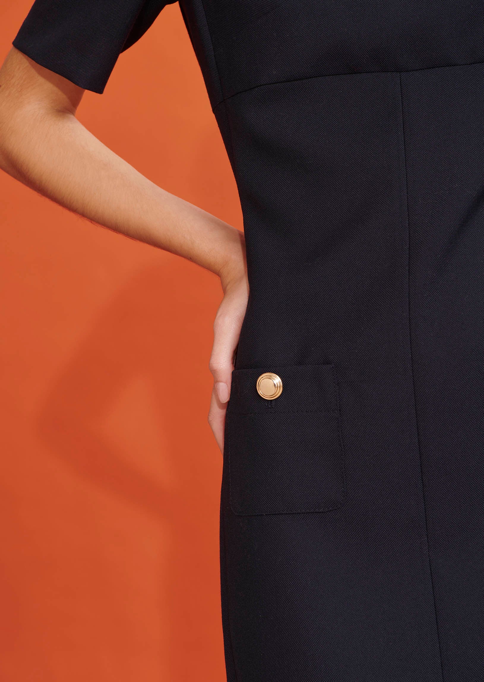 Robe Rozerin bleu nuit en toile tailleur Faume - seconde main