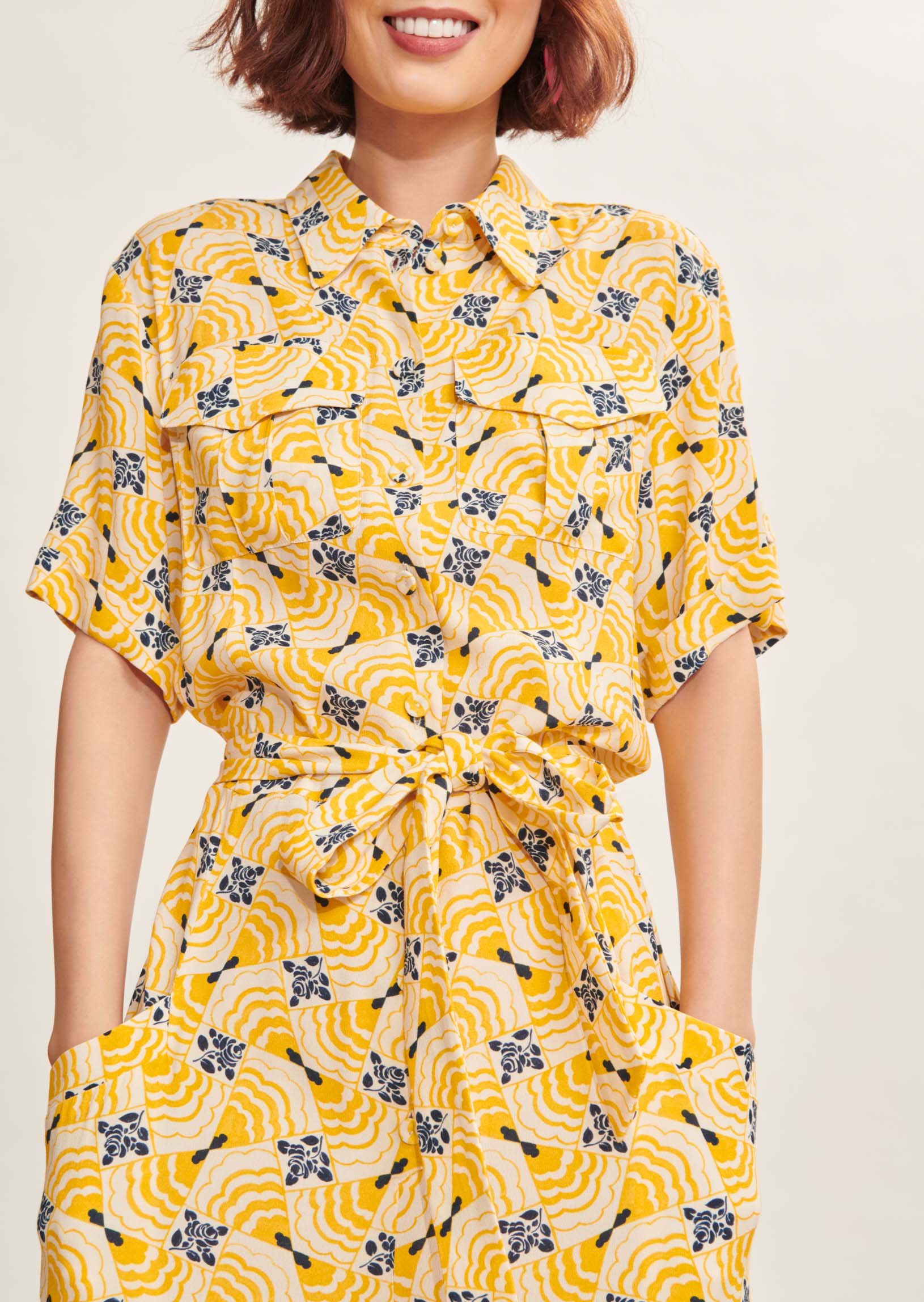 Combinaison Calypso jaune imprimé fleuri Faume - seconde main