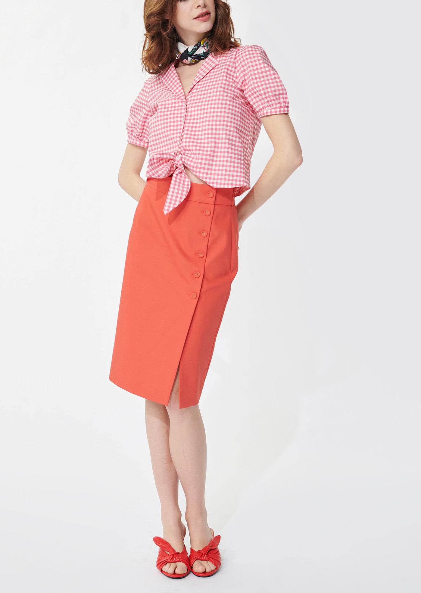 Jupe Josée rouge en coton Faume - seconde main