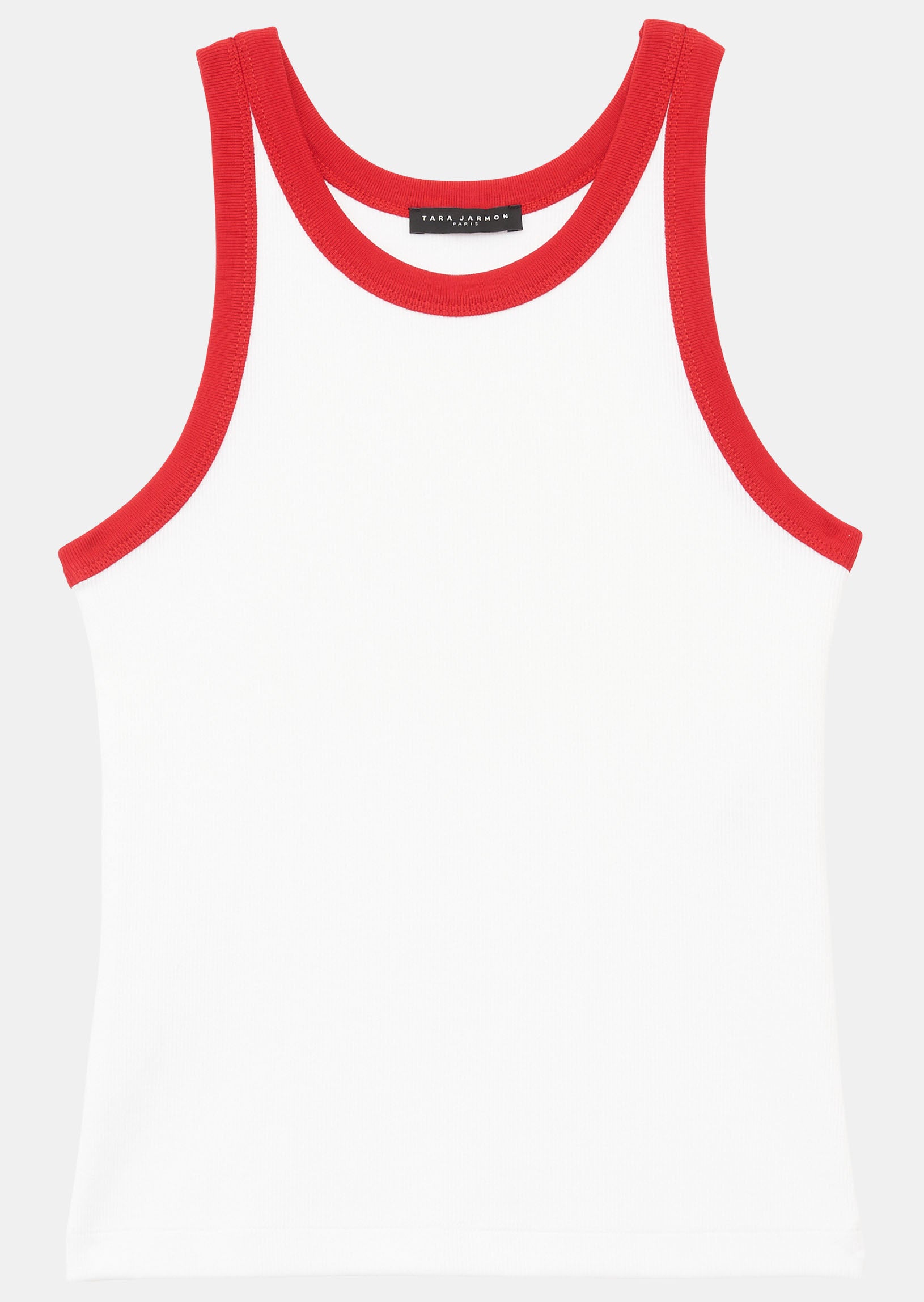 Débardeur Trish blanc et rouge en coton côtelé Faume - seconde main