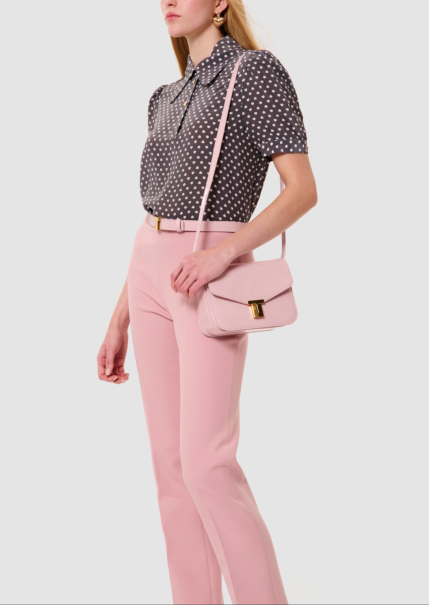 Top gris imprimé mini coeurs Tonino Faume - seconde main