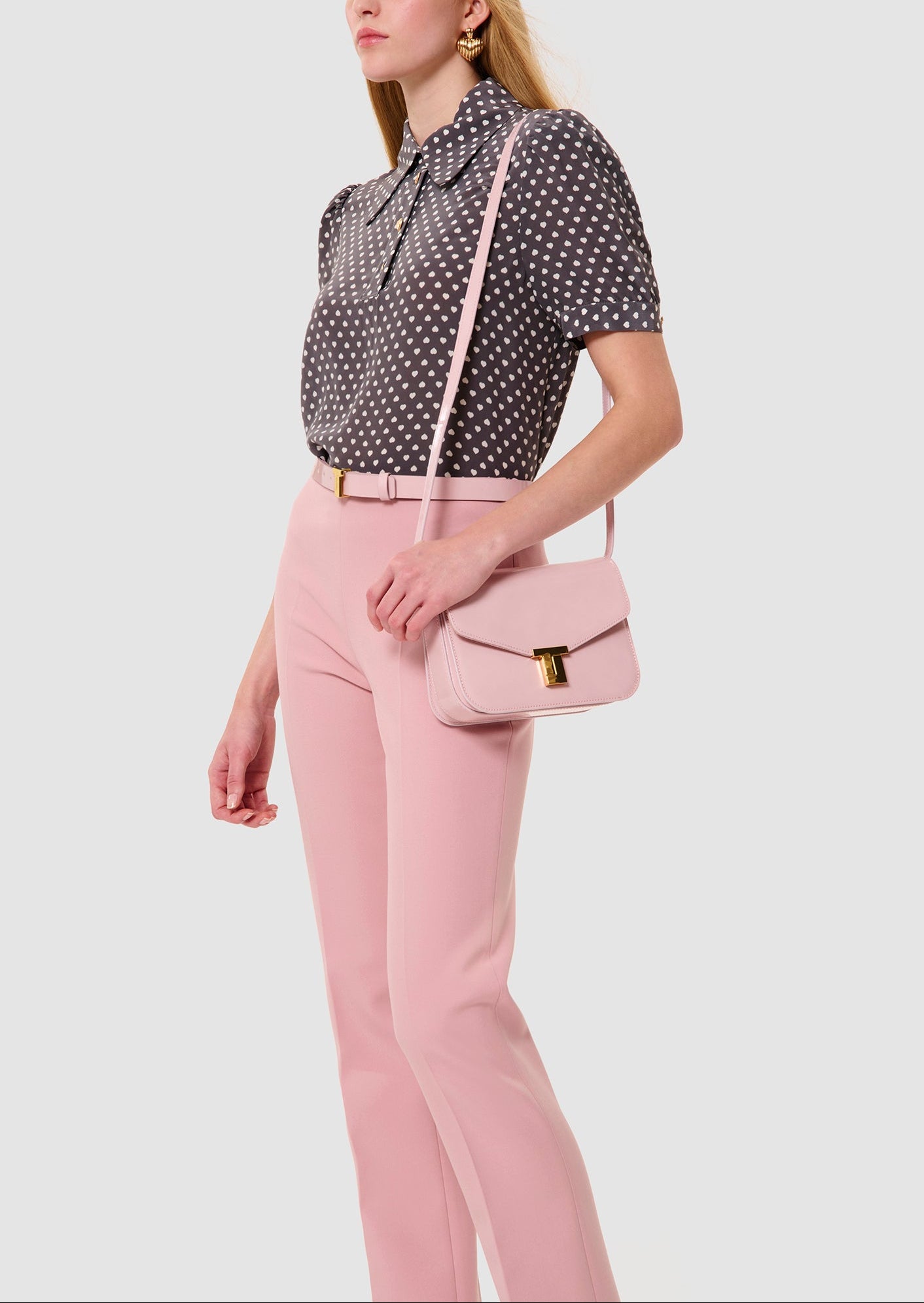 Top gris imprimé mini coeurs Tonino Faume - seconde main