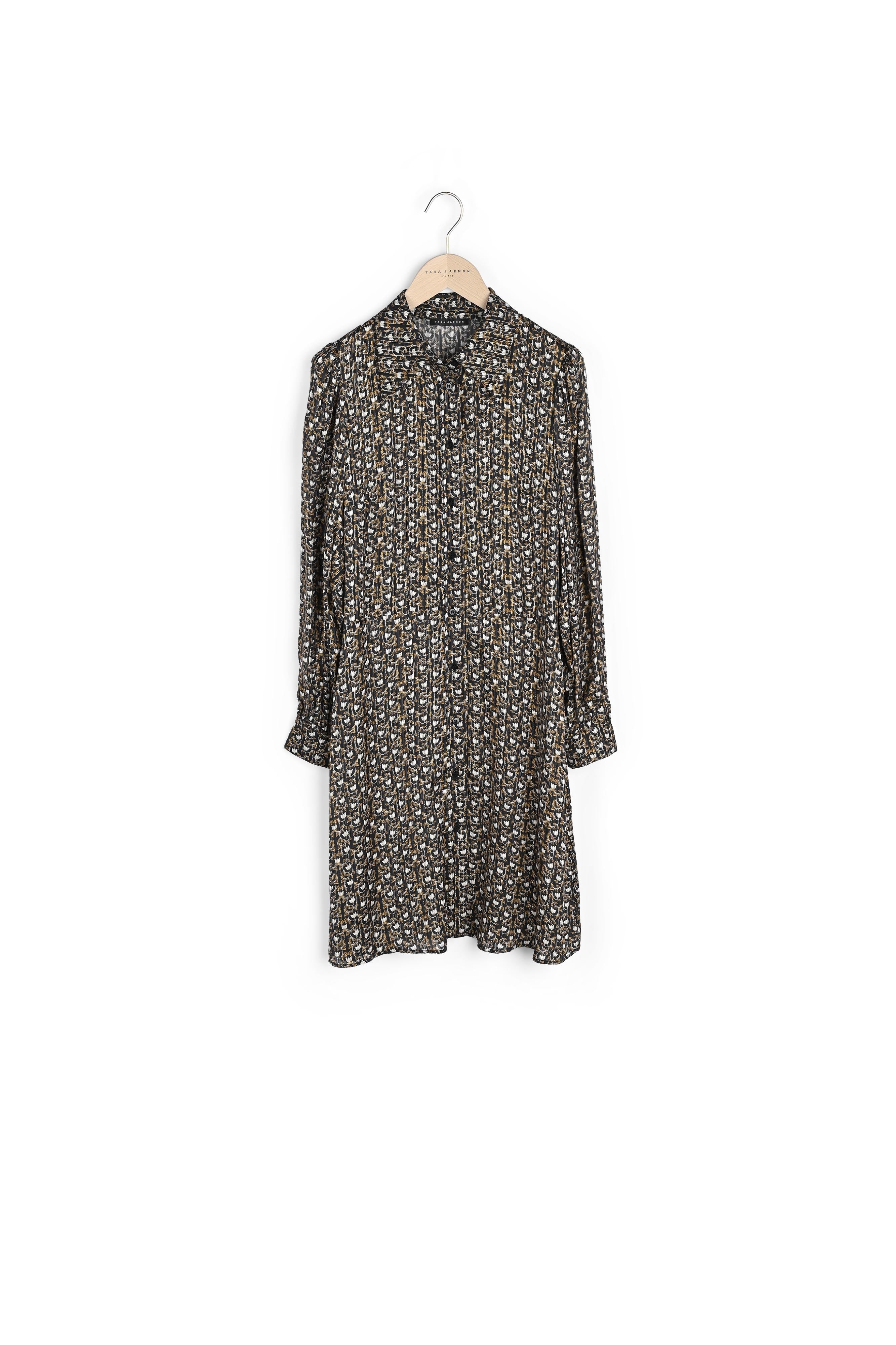 Robe chemise Rolia noire imprimé muguet Faume - seconde main