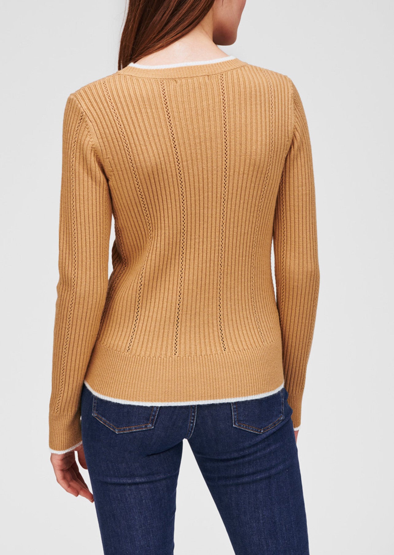 Maille pointelle camel et détails mohair Faume - seconde main