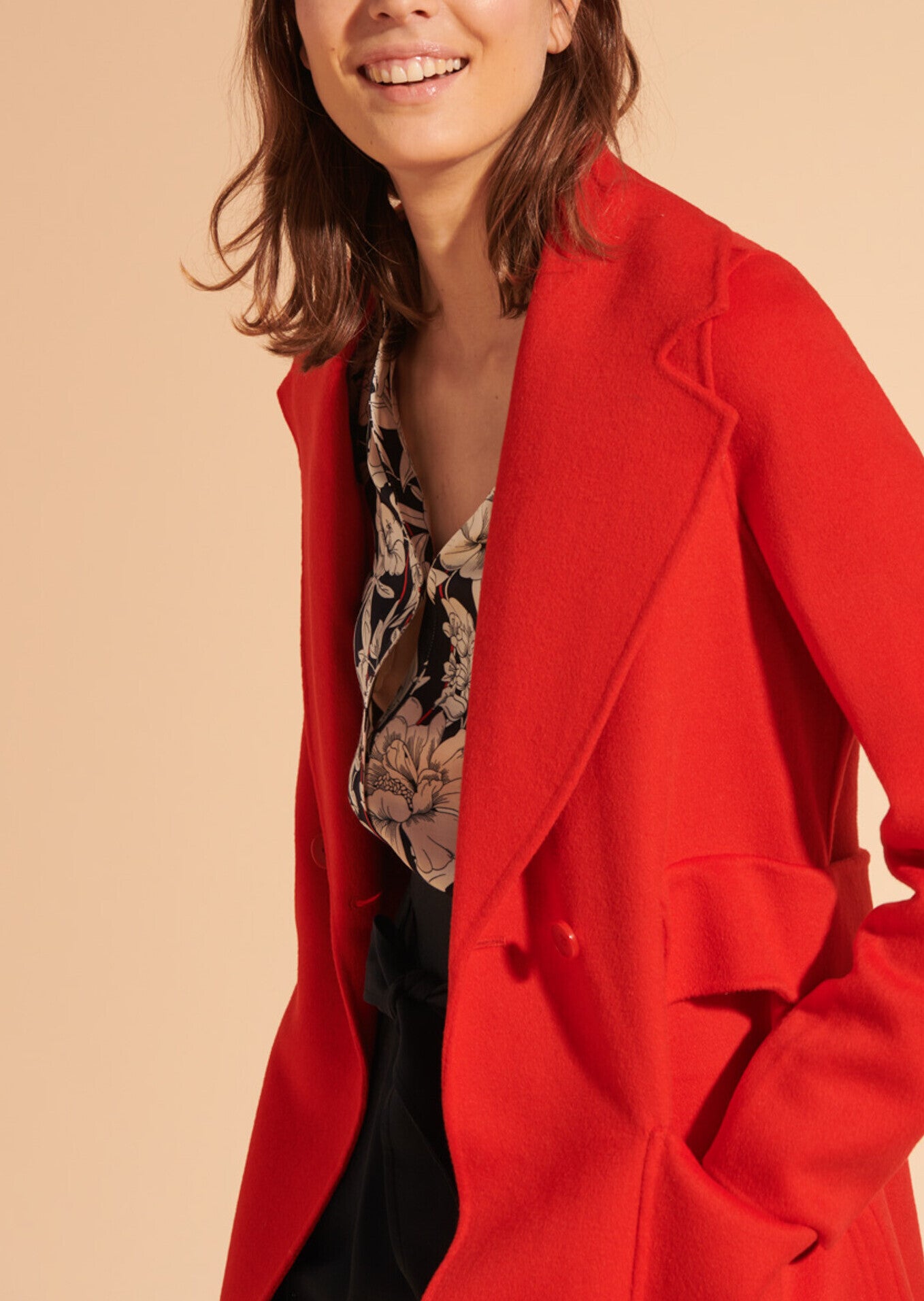 Manteau Masha double face coquelicot en laine Faume - seconde main