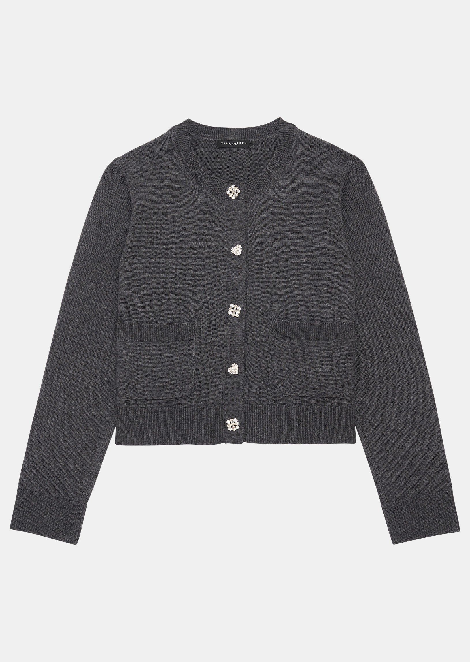 Gilet Gyslain gris moyen chiné en laine Faume - seconde main