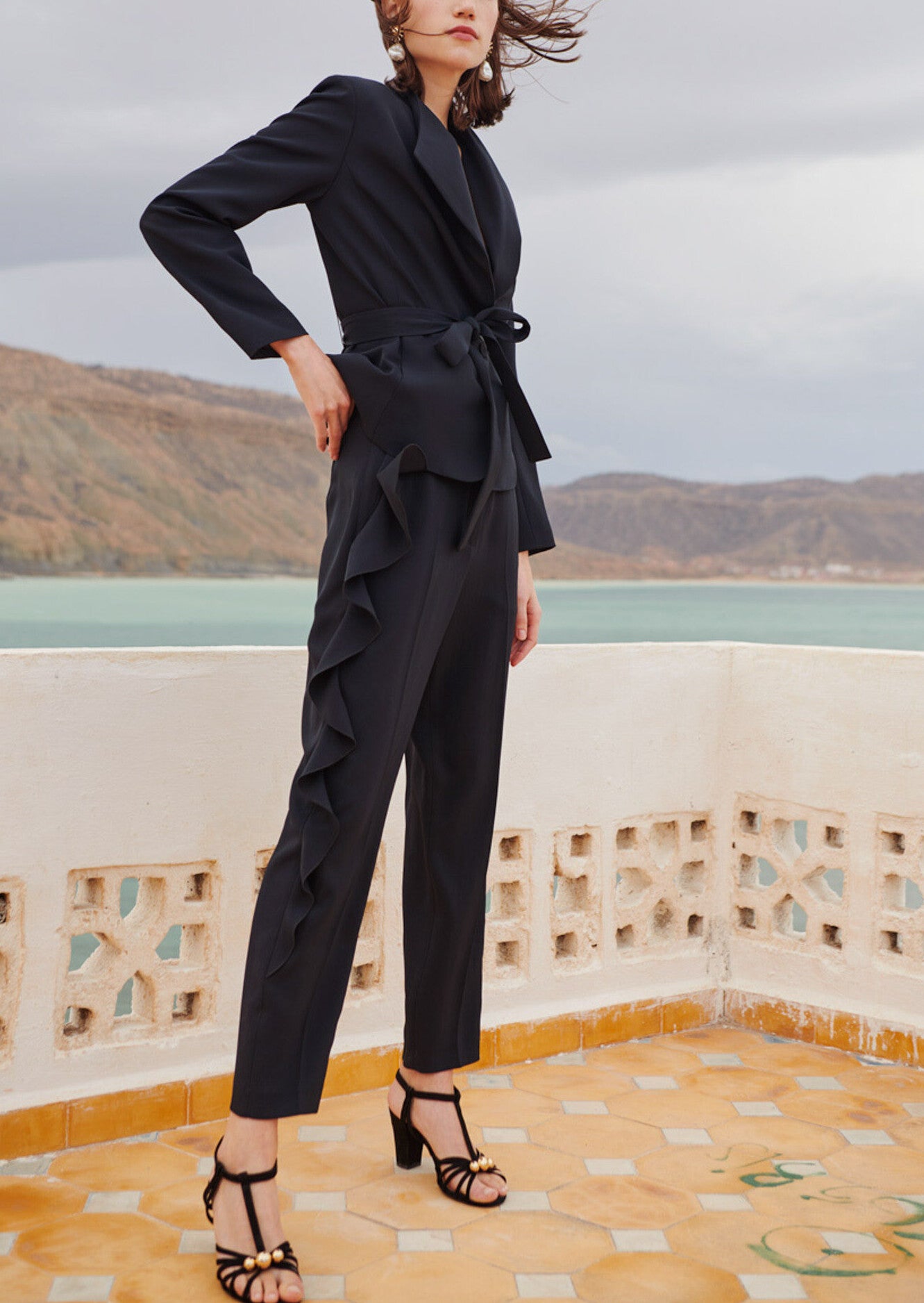 Pantalon noir en twill fluide Faume - seconde main