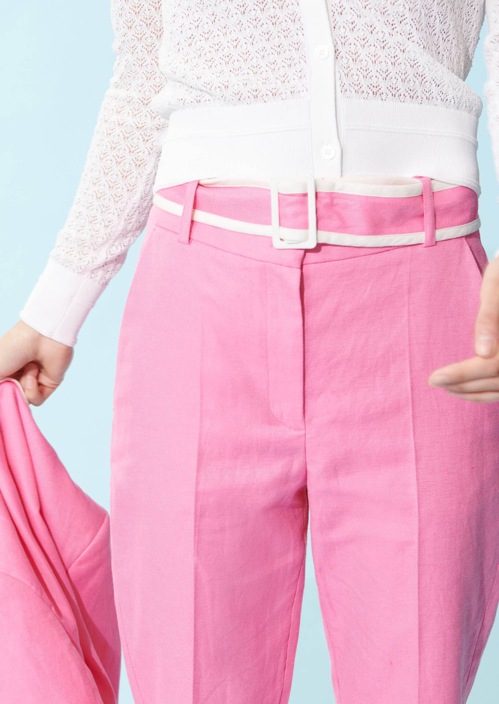 Pantalon Patricia rose en lin Faume - seconde main