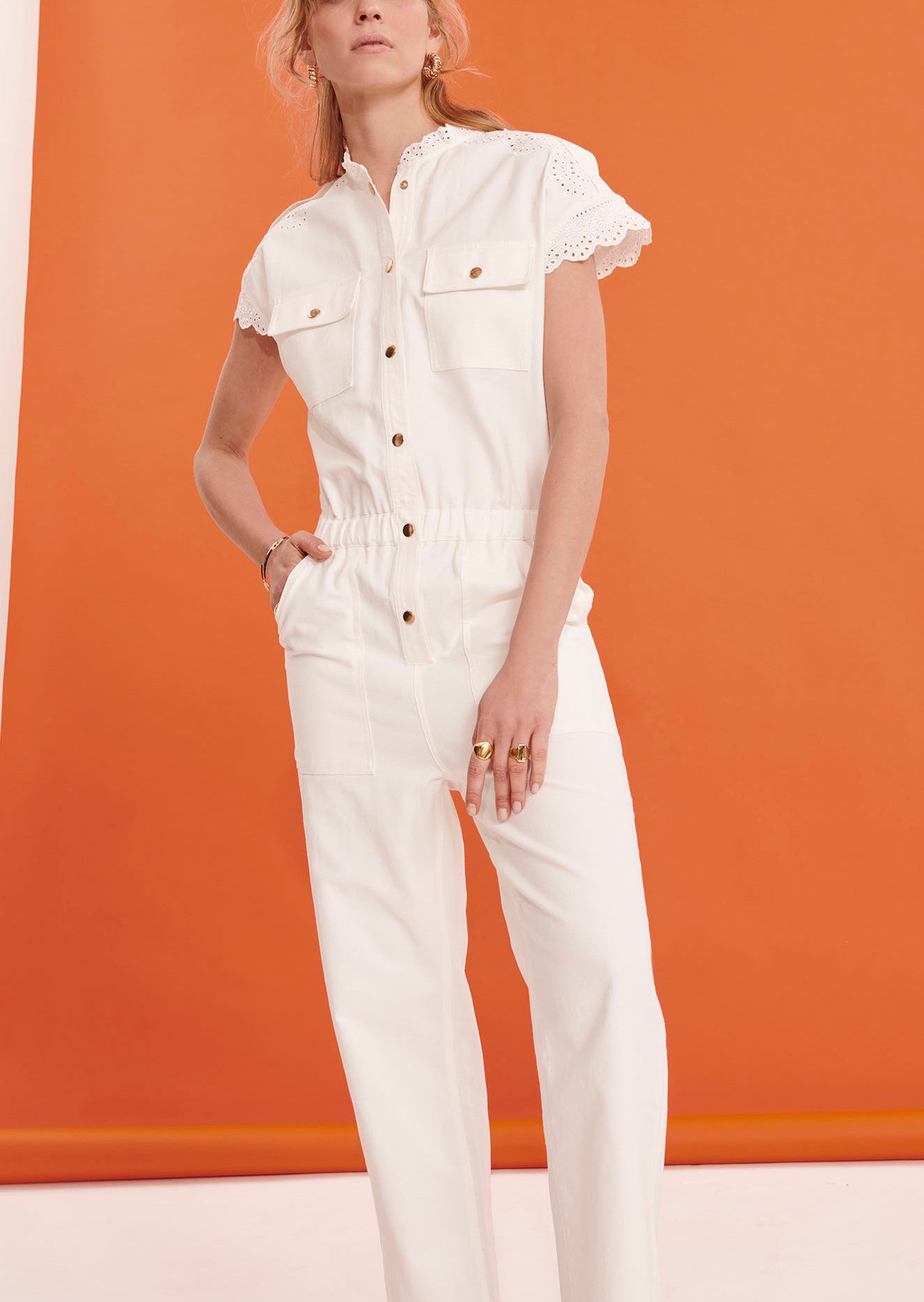 Combinaison Charmante blanche brodée en coton Faume - seconde main