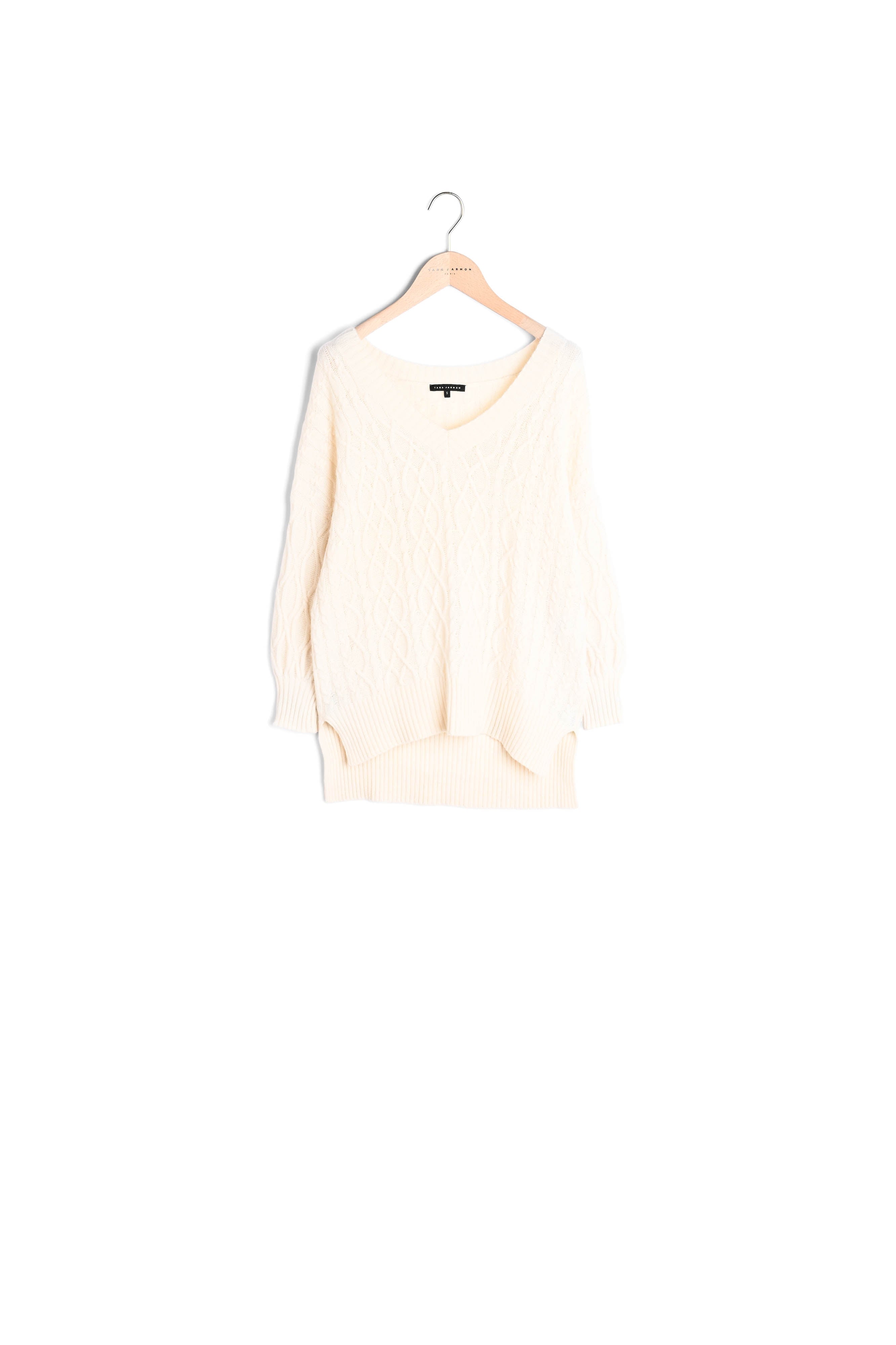 Pull blanc en maille torsadée Faume - seconde main