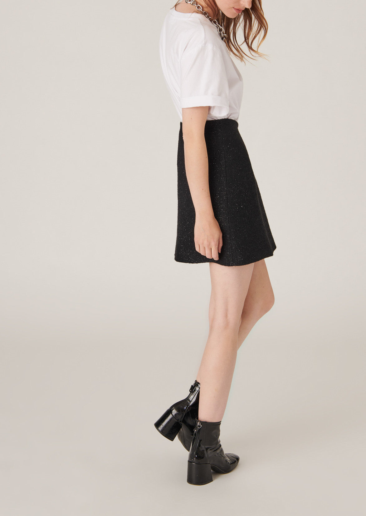 Mini jupe Jiani en tweed lurex noire Faume - seconde main