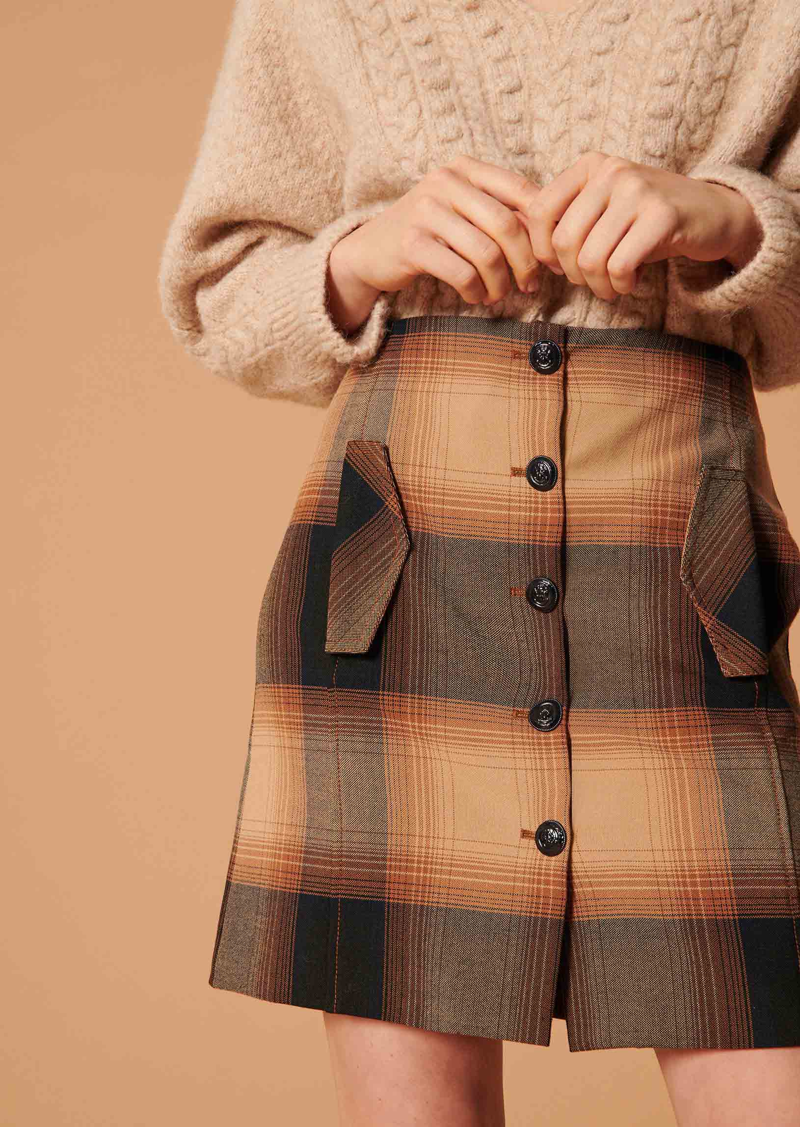 Jupe Jacomina marron en tartan Faume - seconde main