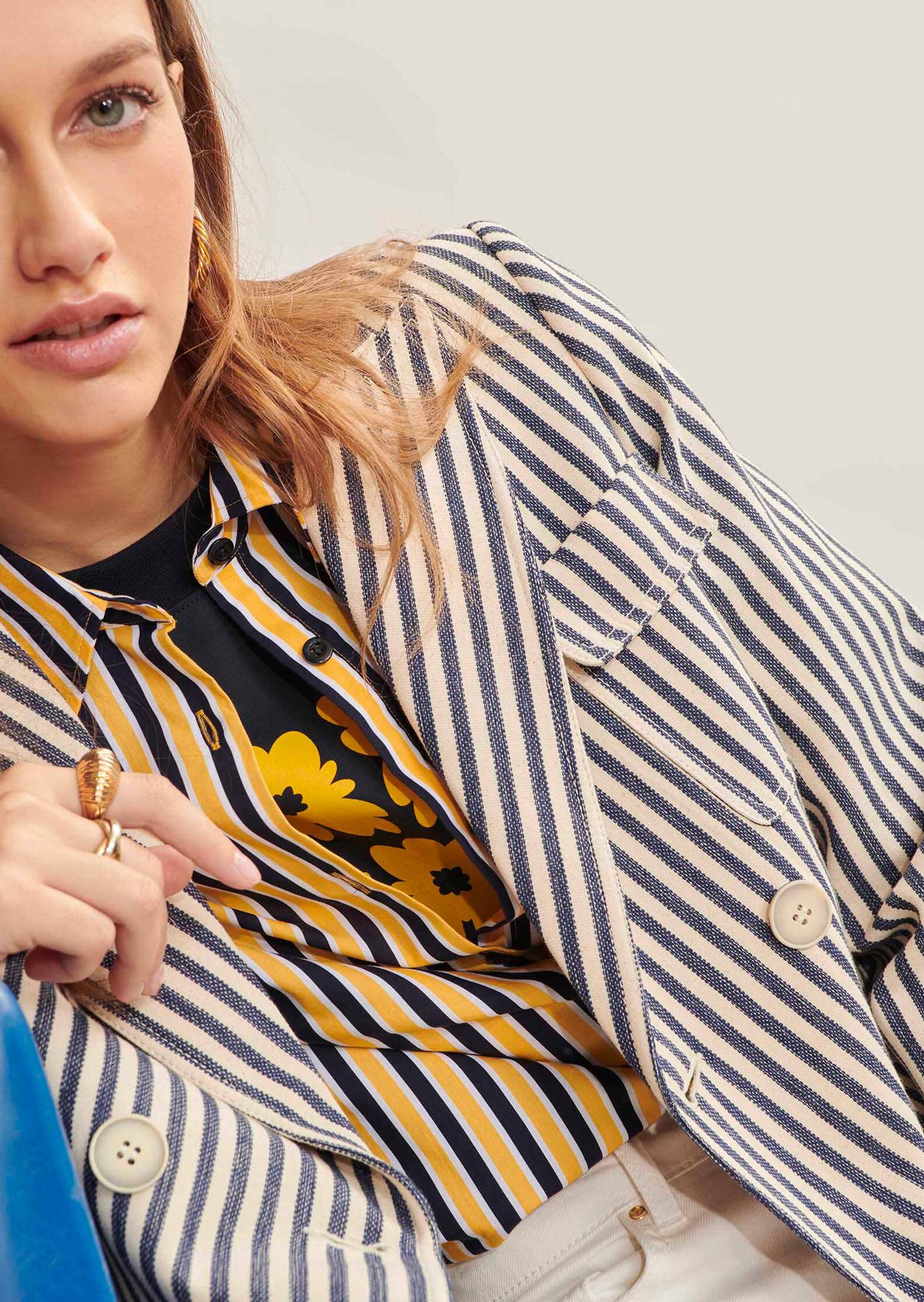 Veste Milo écrue rayée en coton Faume - seconde main