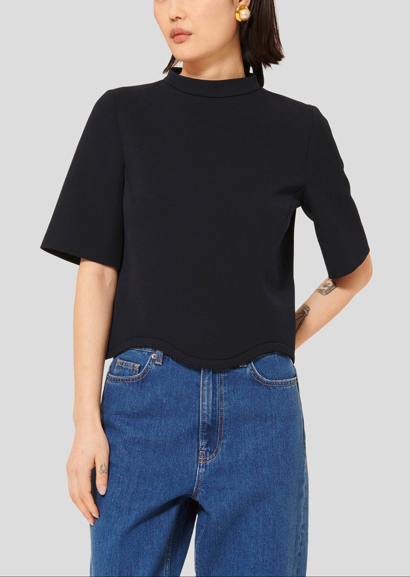 Top bleu nuit en toile double Tilda Faume - seconde main