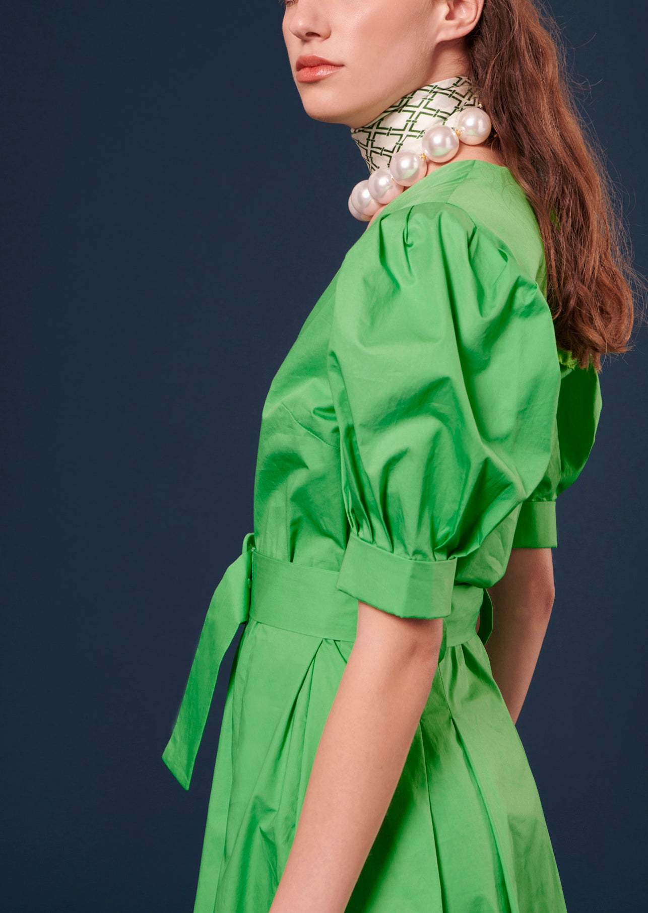 Robe Ranya verte en popeline Faume - seconde main