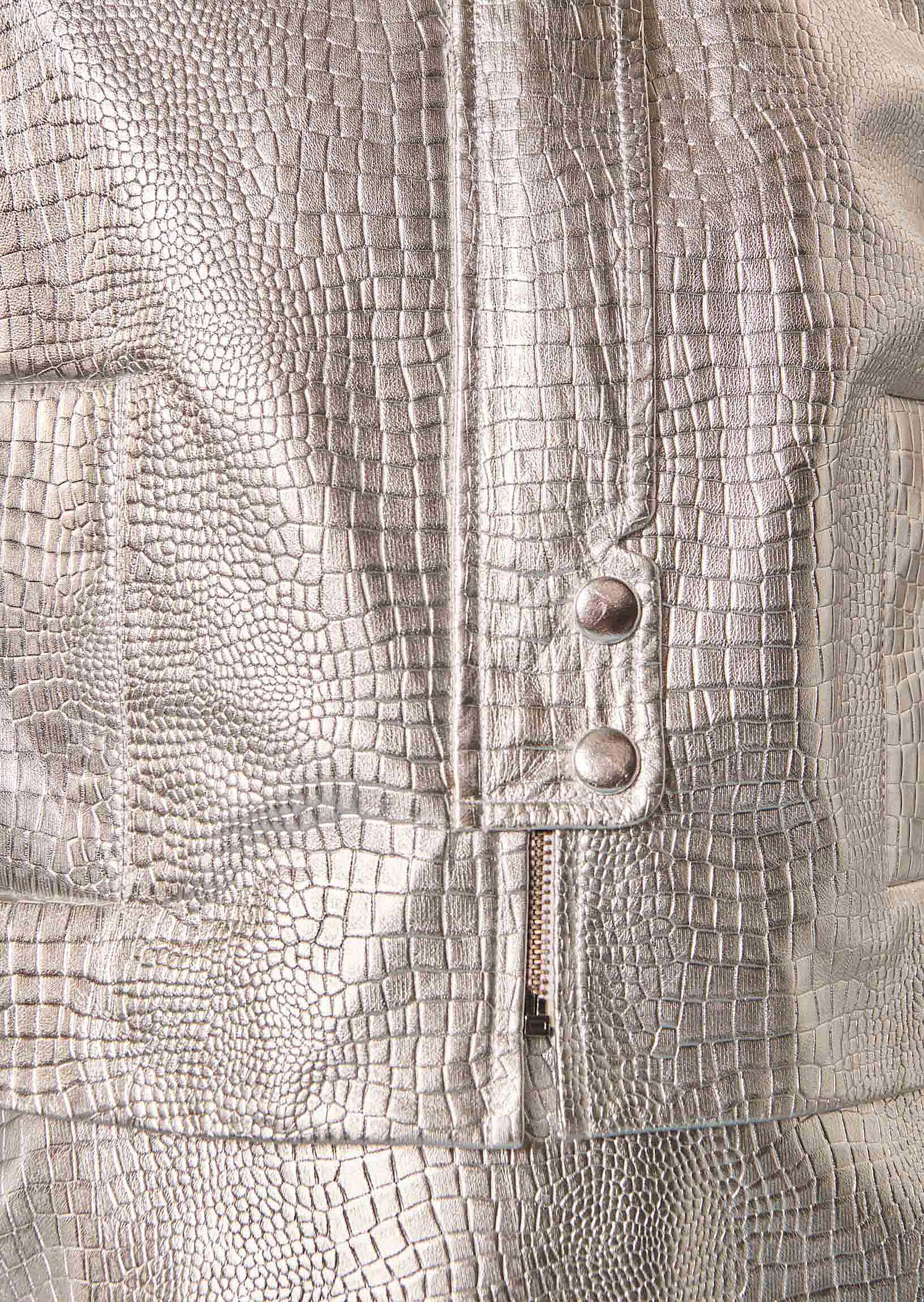 Veste Valente argentée en cuir effet croco Faume - seconde main