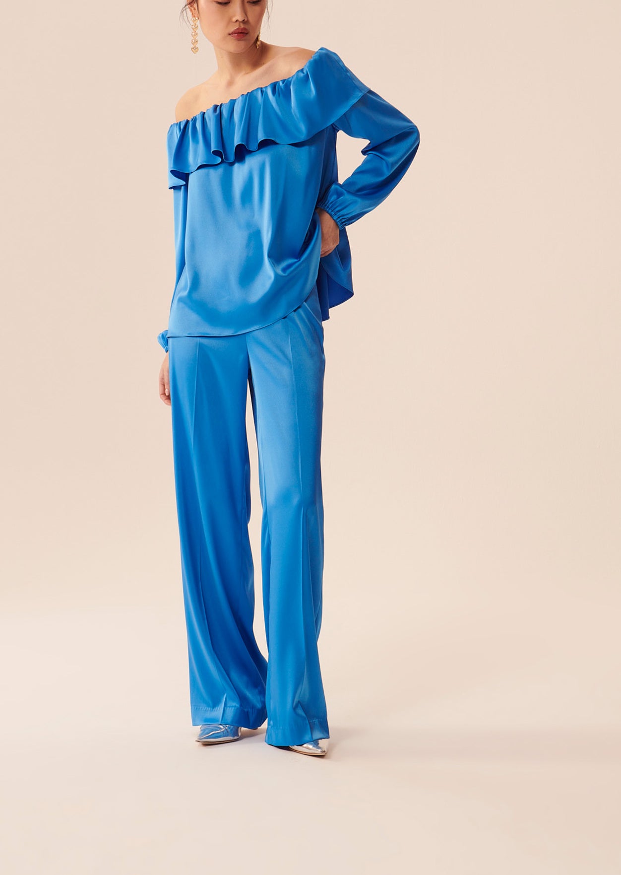 Top Tristan bleue en satin Faume - seconde main