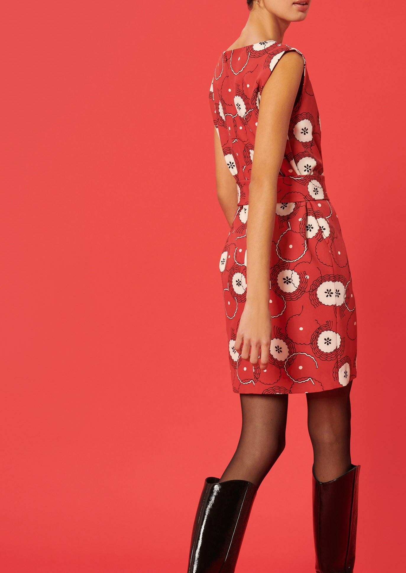 Robe Rire rouge imprimé fleurs 70's Faume - seconde main