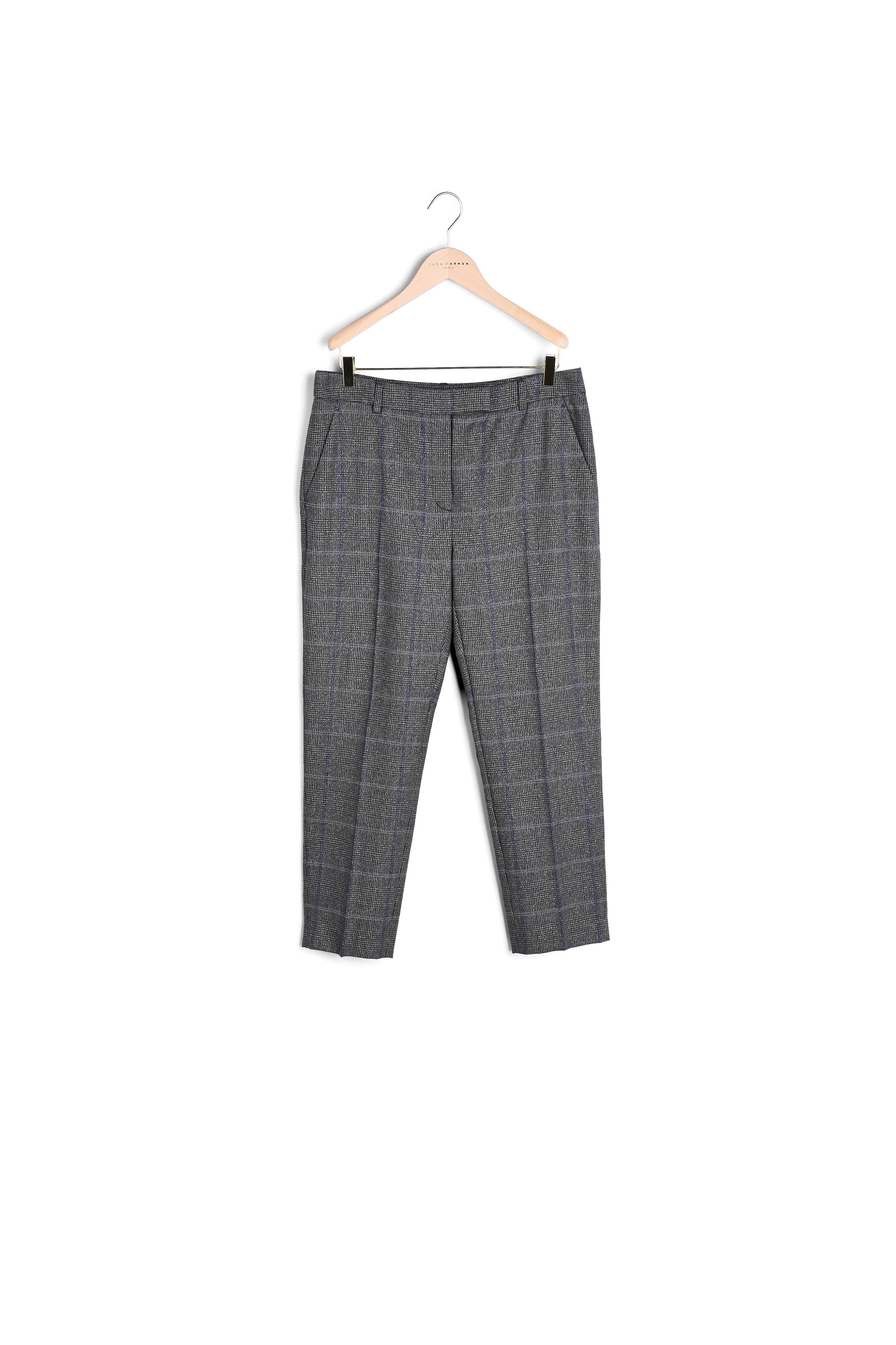 Pantalon Paul en tartan lurex bleu nuit et gris Faume - seconde main