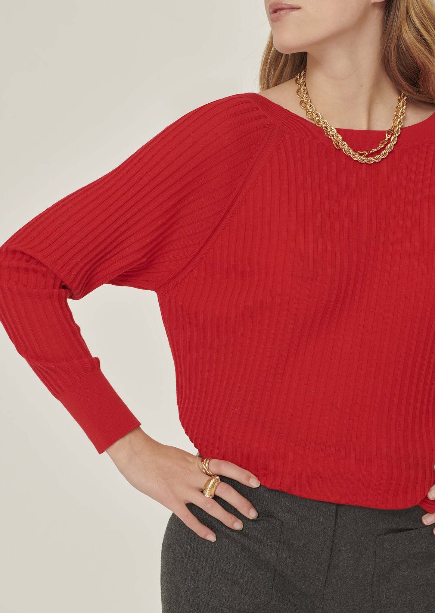 Gilet Gemma rouge en merinos extrafin Faume - seconde main