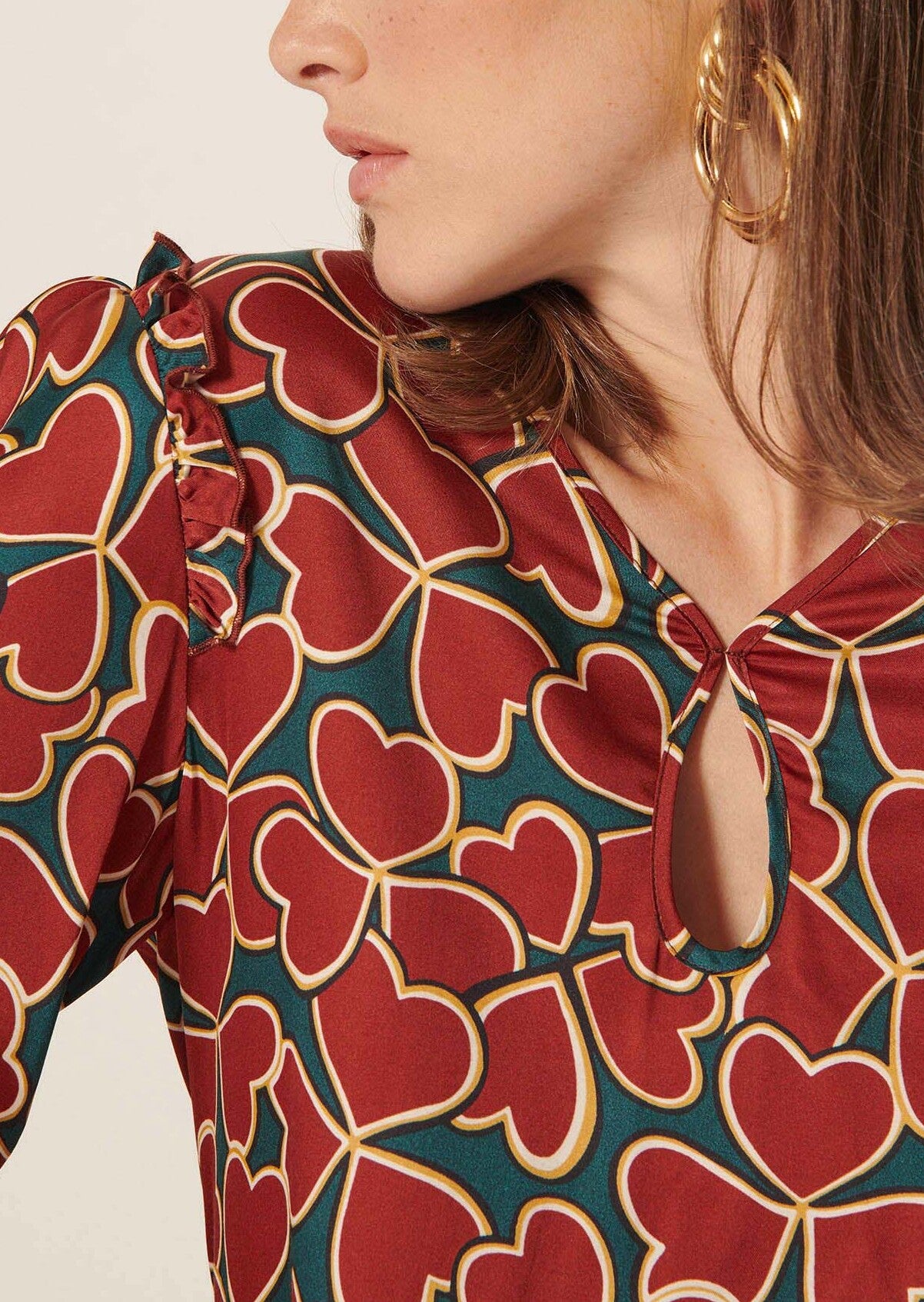 Top Toile vert imprimé trèfles Faume - seconde main