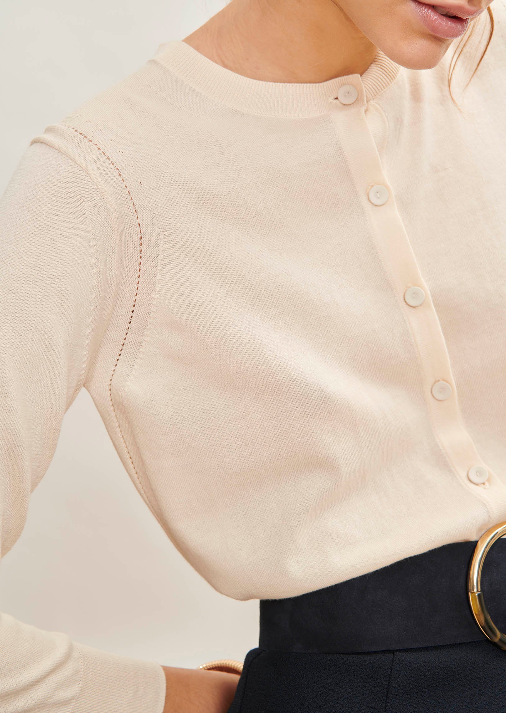 Gilet Geffrey écru en coton extrafin Faume - seconde main