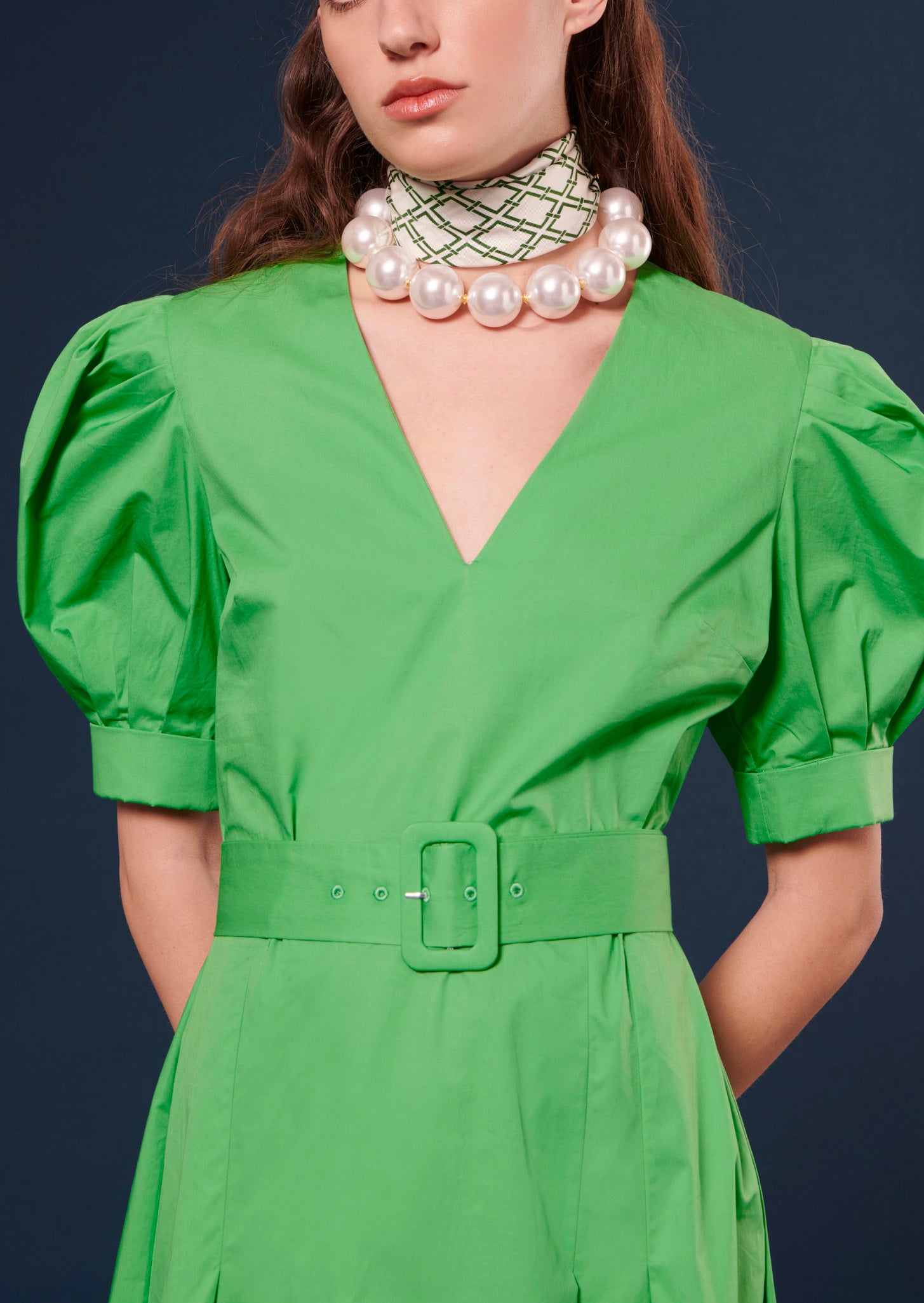 Robe Ranya verte en popeline Faume - seconde main