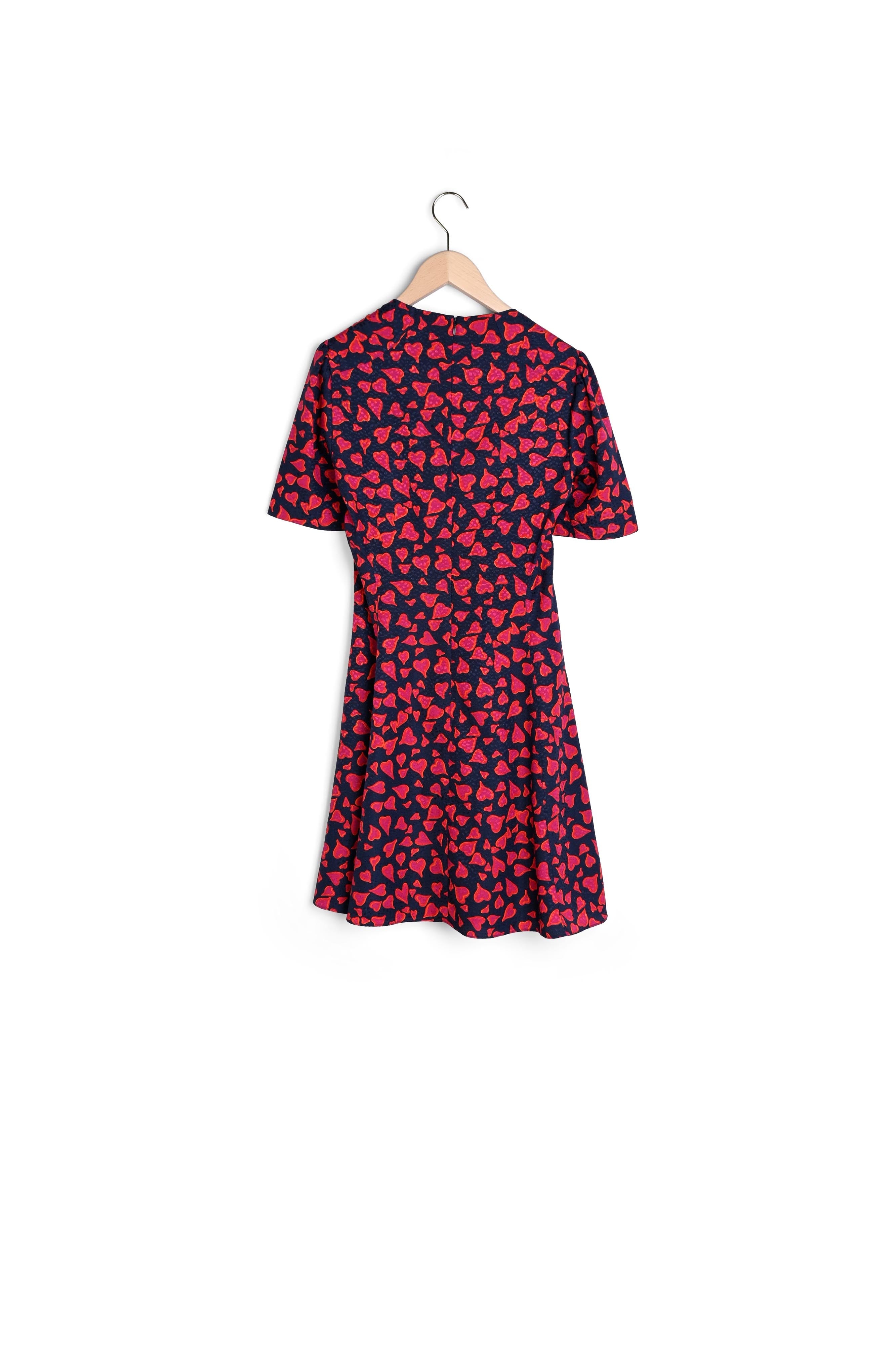 Robe courte bleu nuit motif cœurs rouges Faume - seconde main