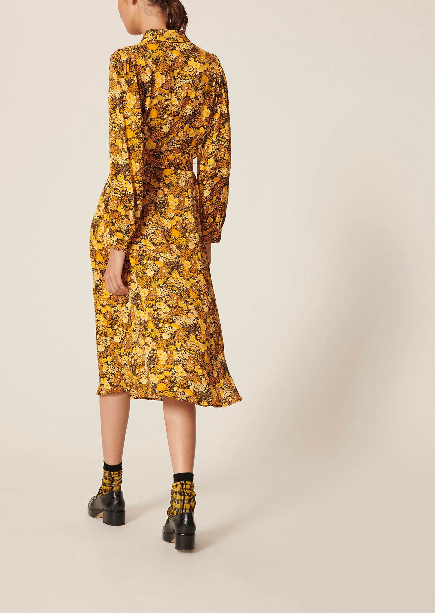 Robe Rolianne jaune imprimé fleurs Faume - seconde main