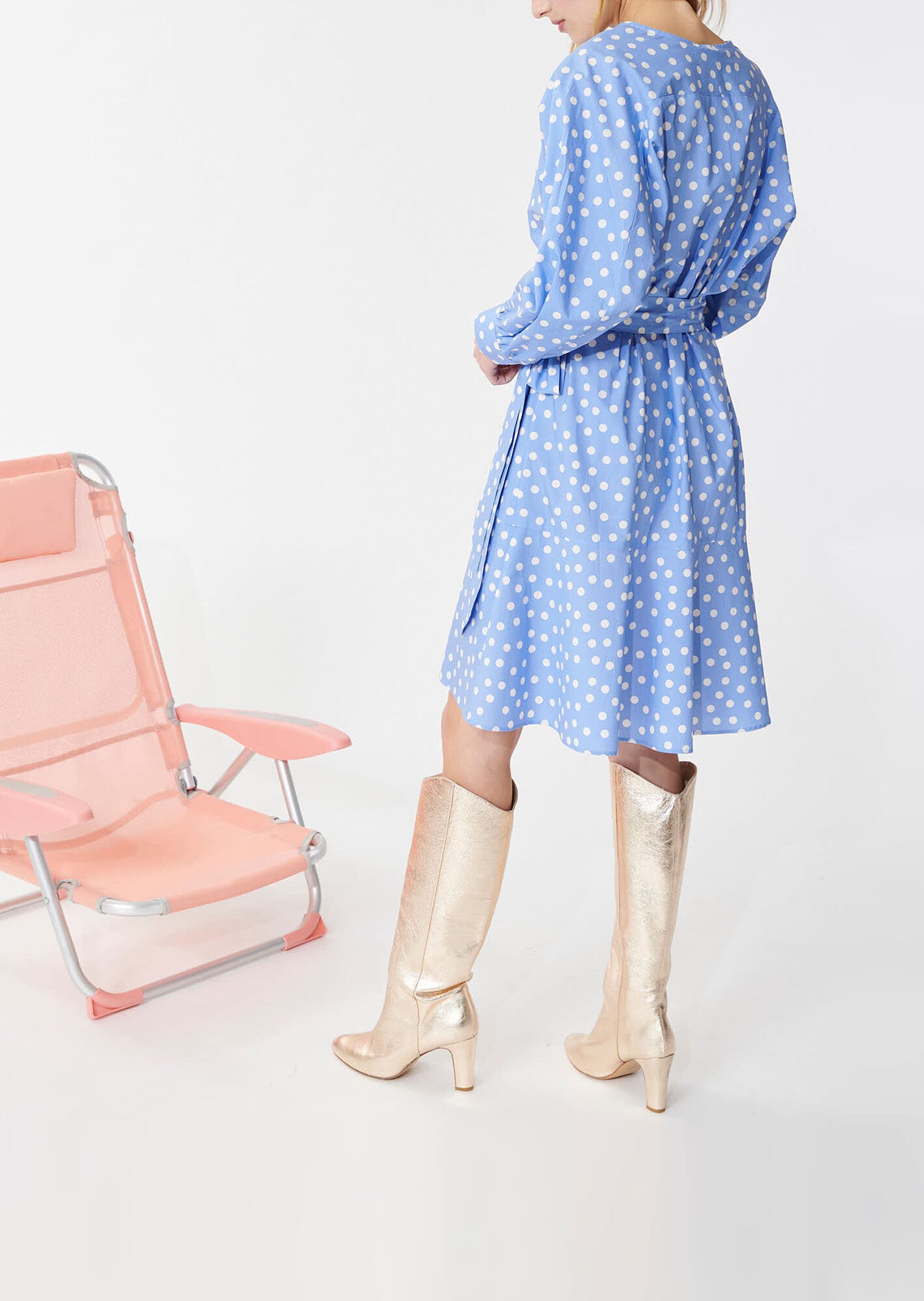 Robe Roza bleu tendre imprimé pois en coton Faume - seconde main