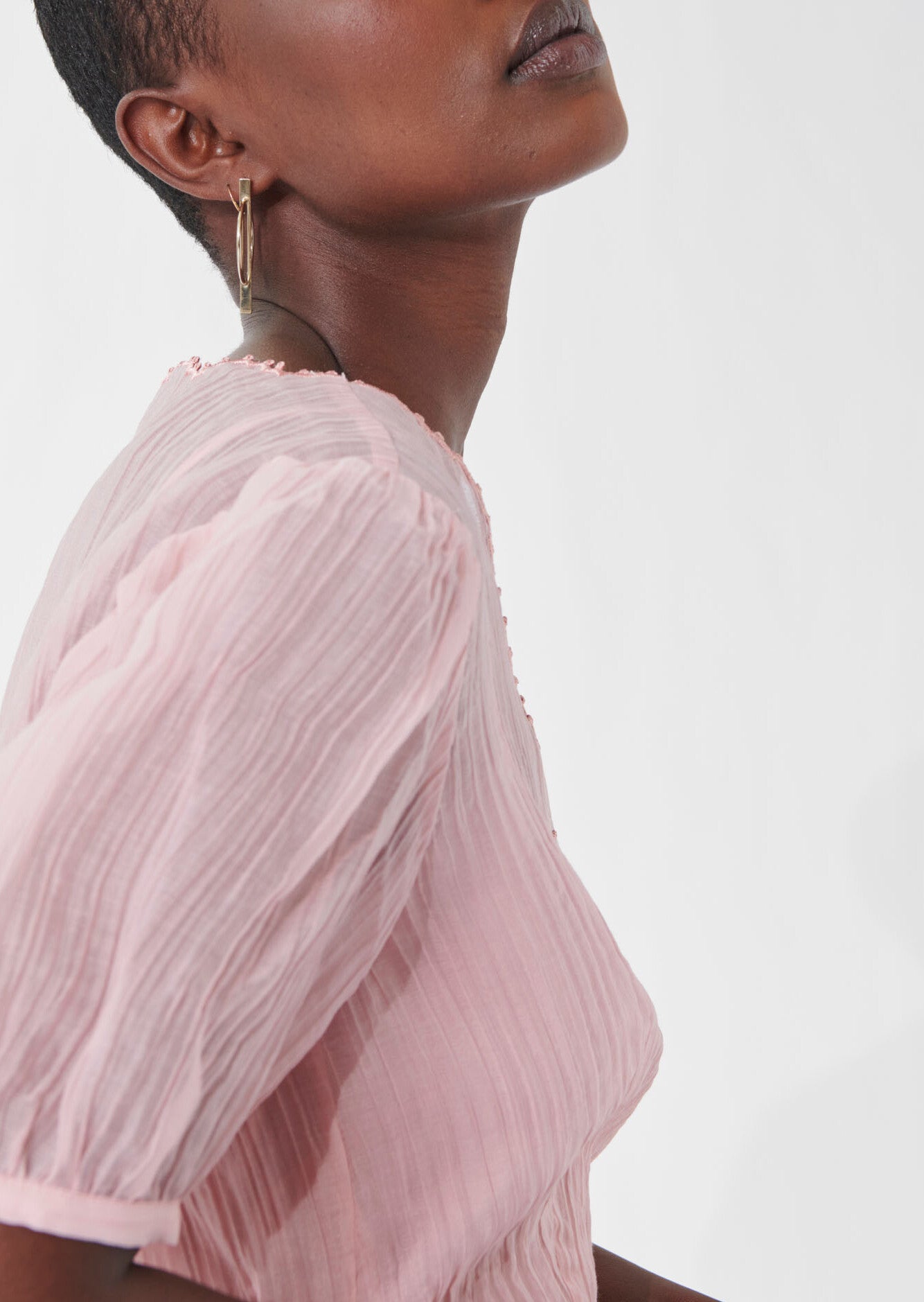 Robe Rikky rose pâle en organza gauffré Faume - seconde main