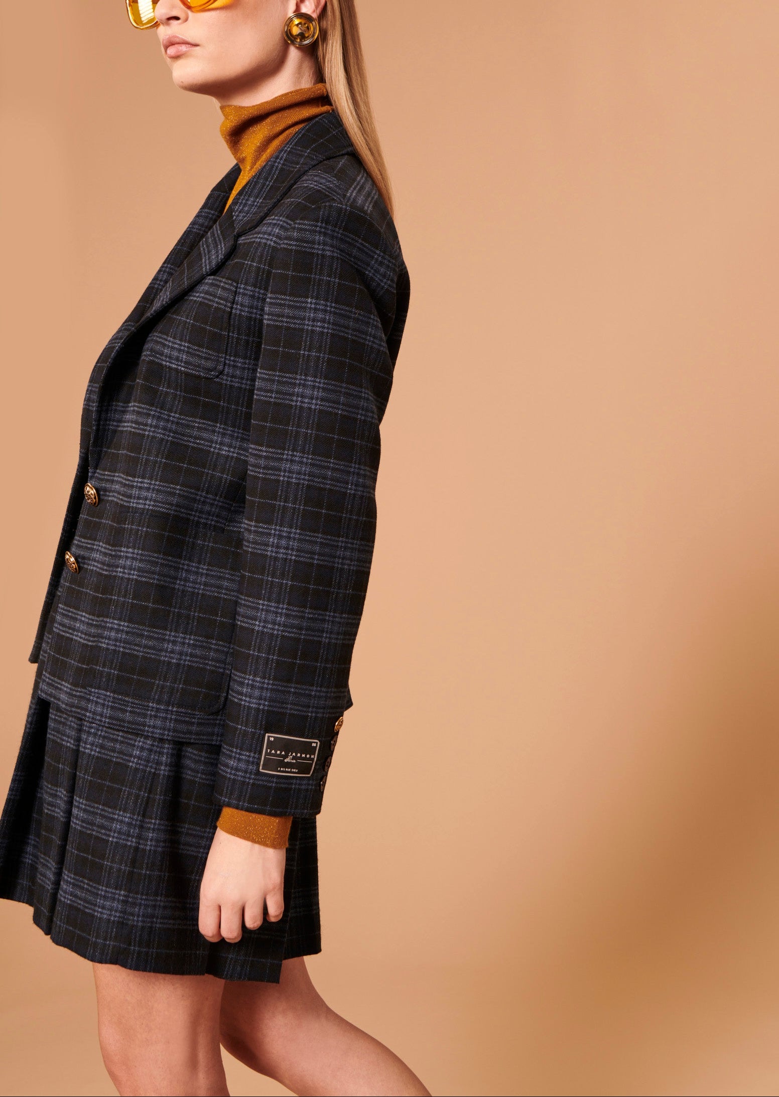 Veste Valy bleu nuit en tartan Faume - seconde main