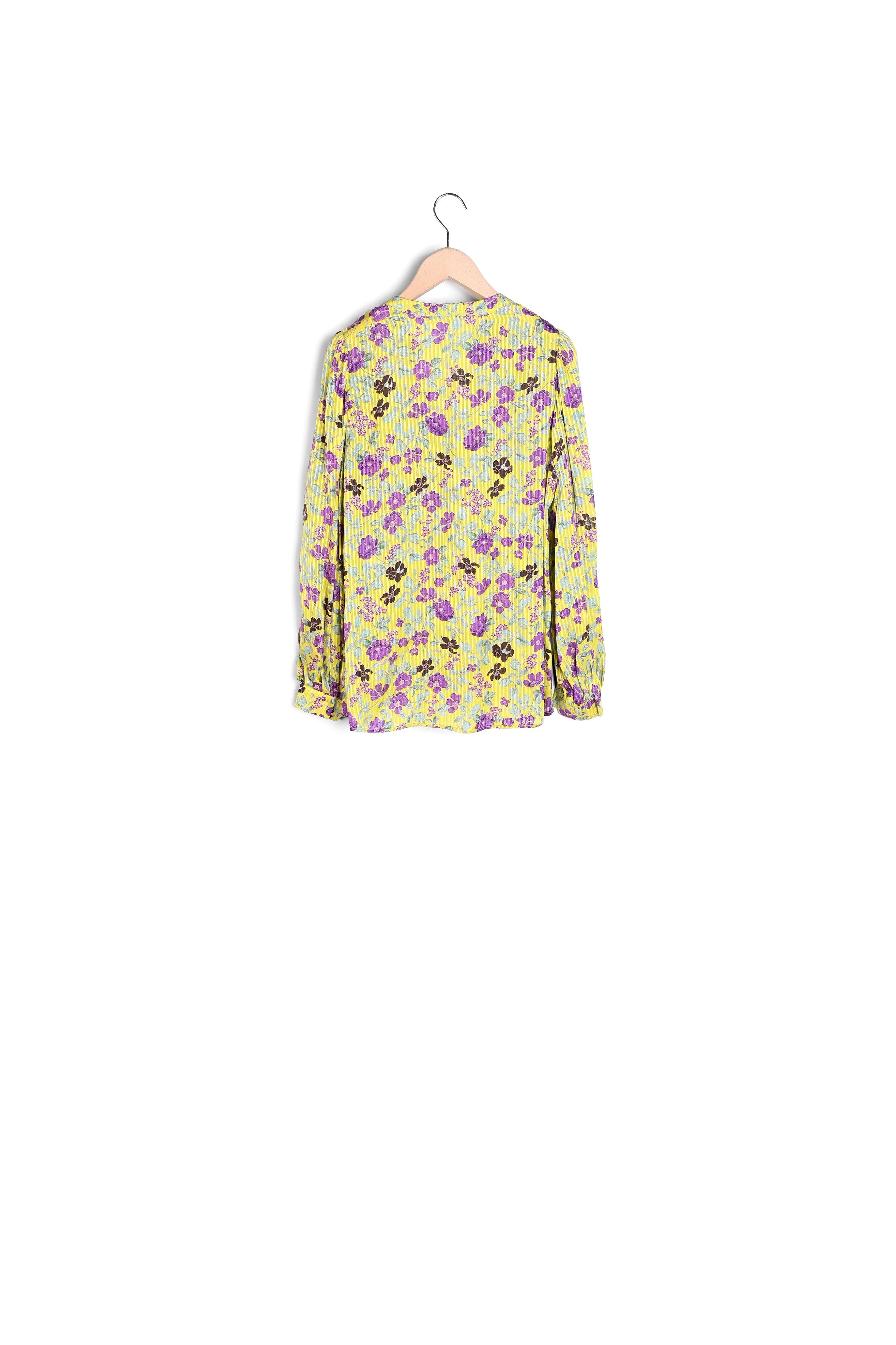 Chemise Tim jaune en viscose et lurex imprimé fleurs Faume - seconde main