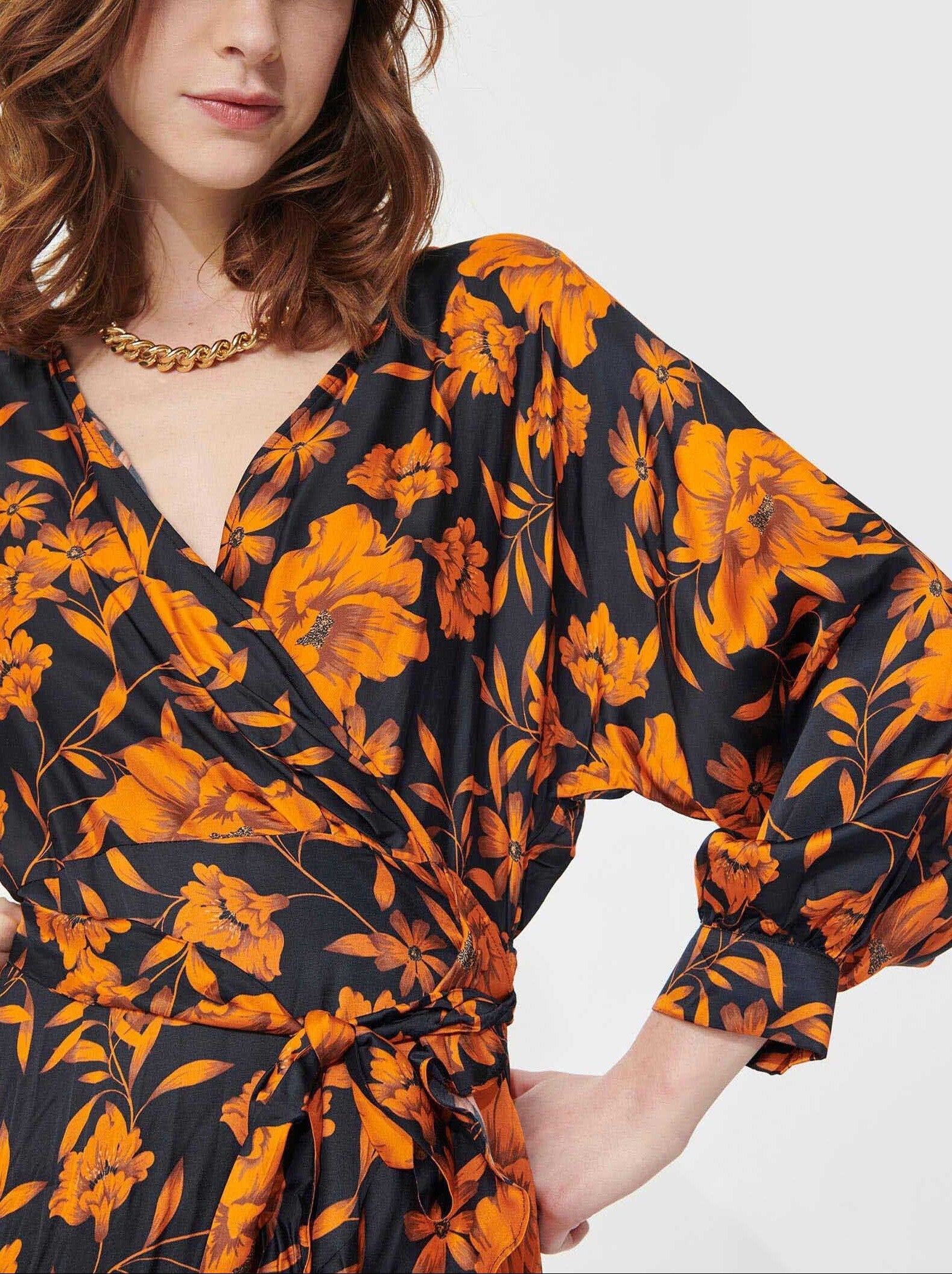 Robe Roza bleu nuit imprimé fleurs d'Hawaï Faume - seconde main