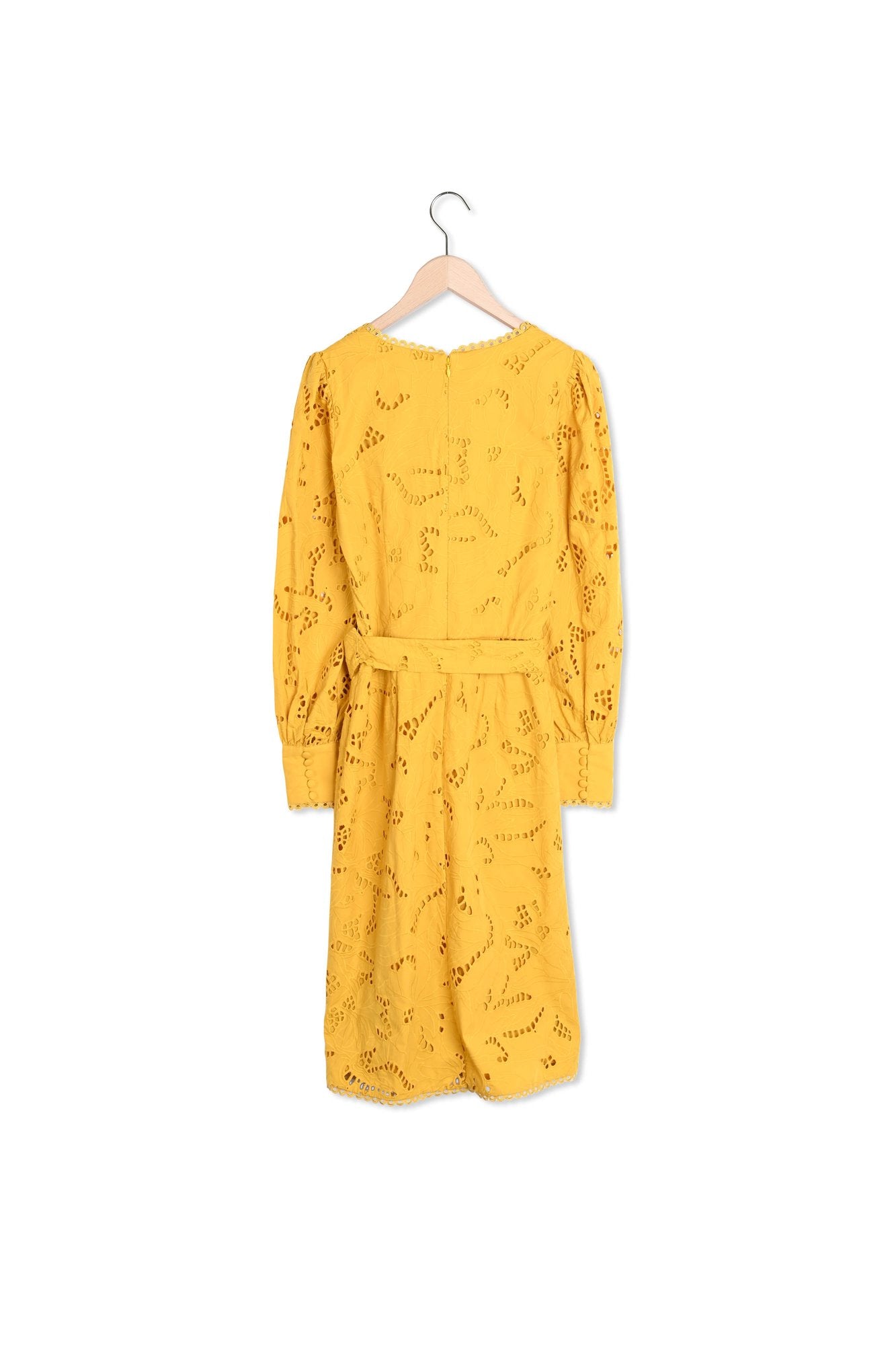 Robe Rosee jaune en broderie anglaise Faume - seconde main