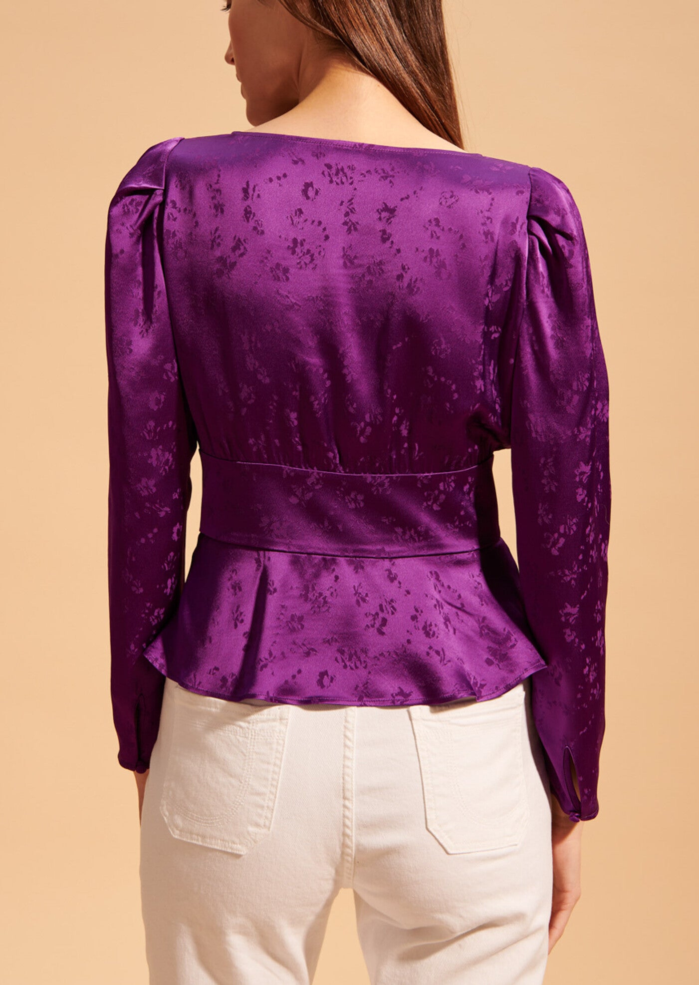 Top Tanais en jacquard fleuri violet Faume - seconde main