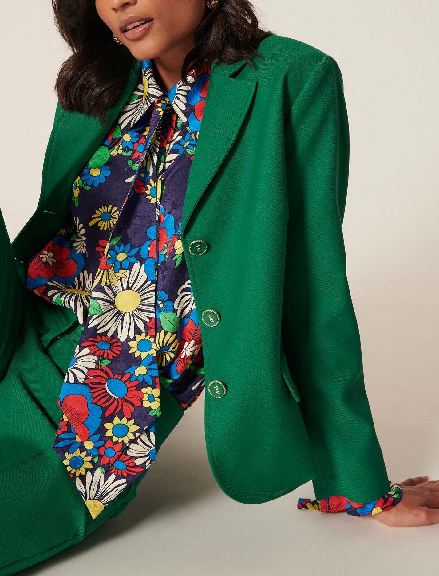 Veste Venitien verte en toile tailleur Faume - seconde main