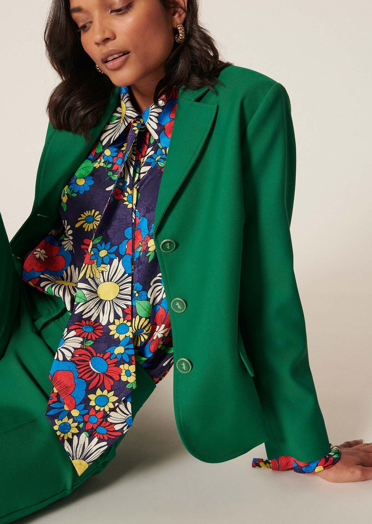 Veste Venitien verte en toile tailleur Faume - seconde main