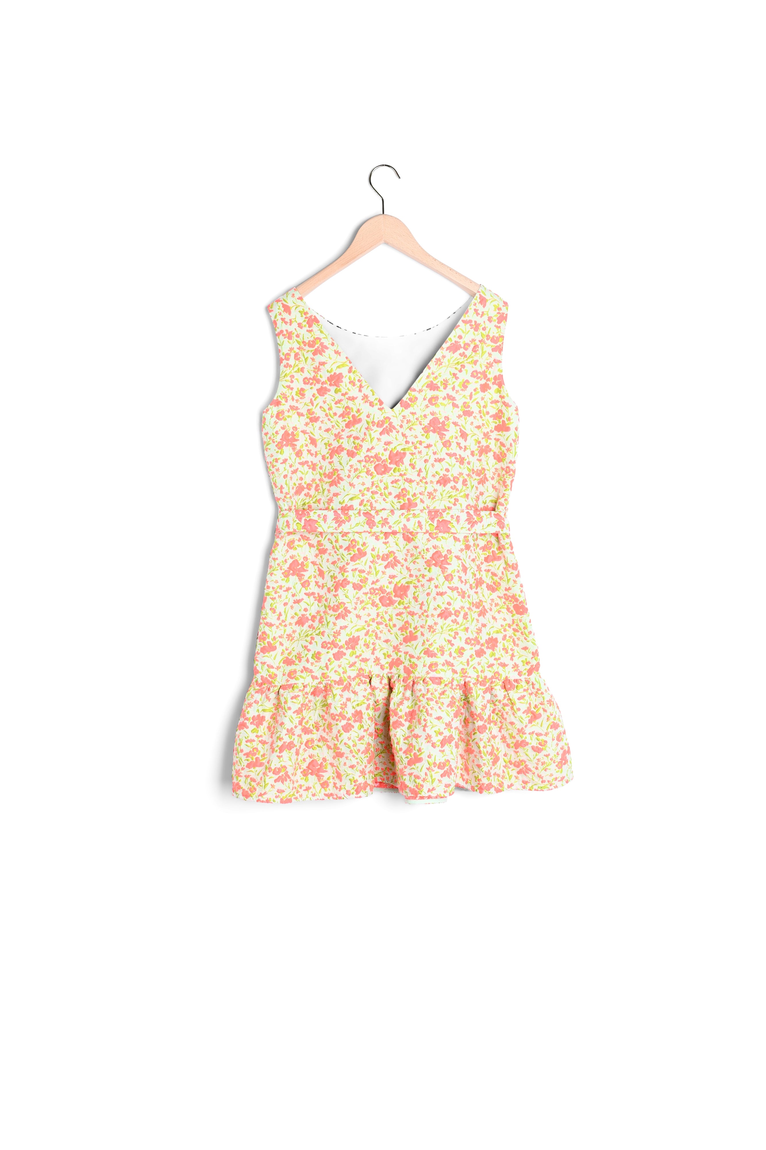 Robe orange et verte en jacquard cloqué Faume - seconde main