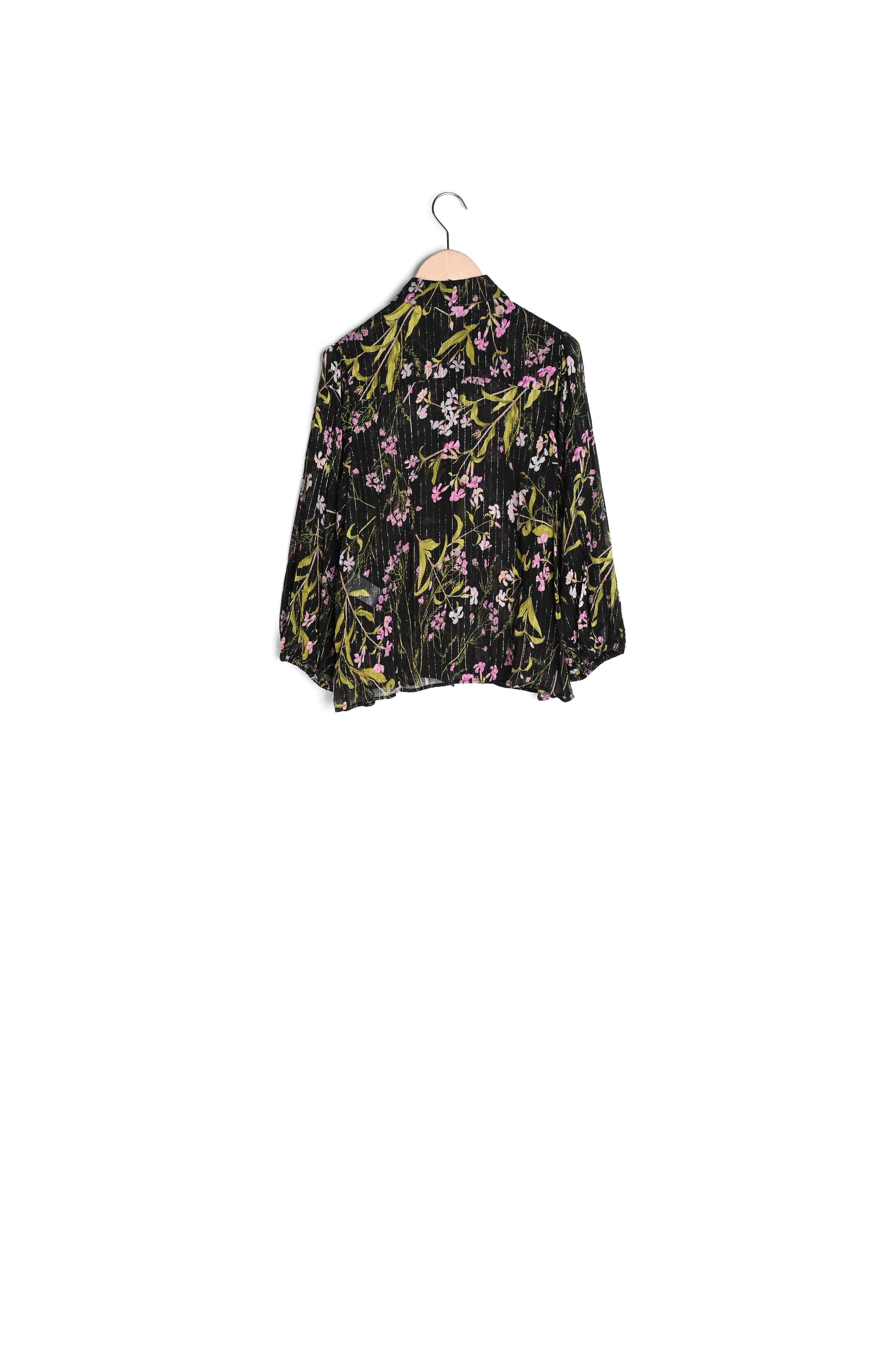 Chemise Colette noire imprimé fleuri en lurex Faume - seconde main