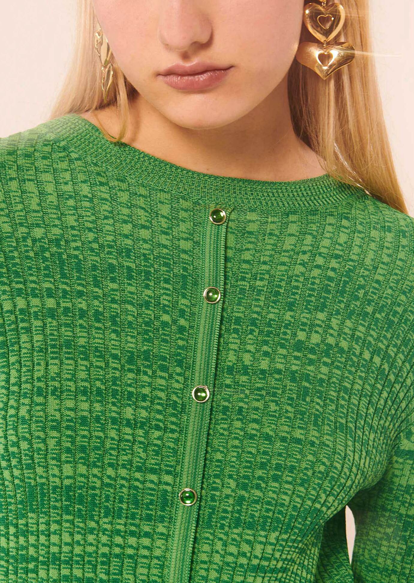 Robe Ralie vert chiné côtelée Faume - seconde main