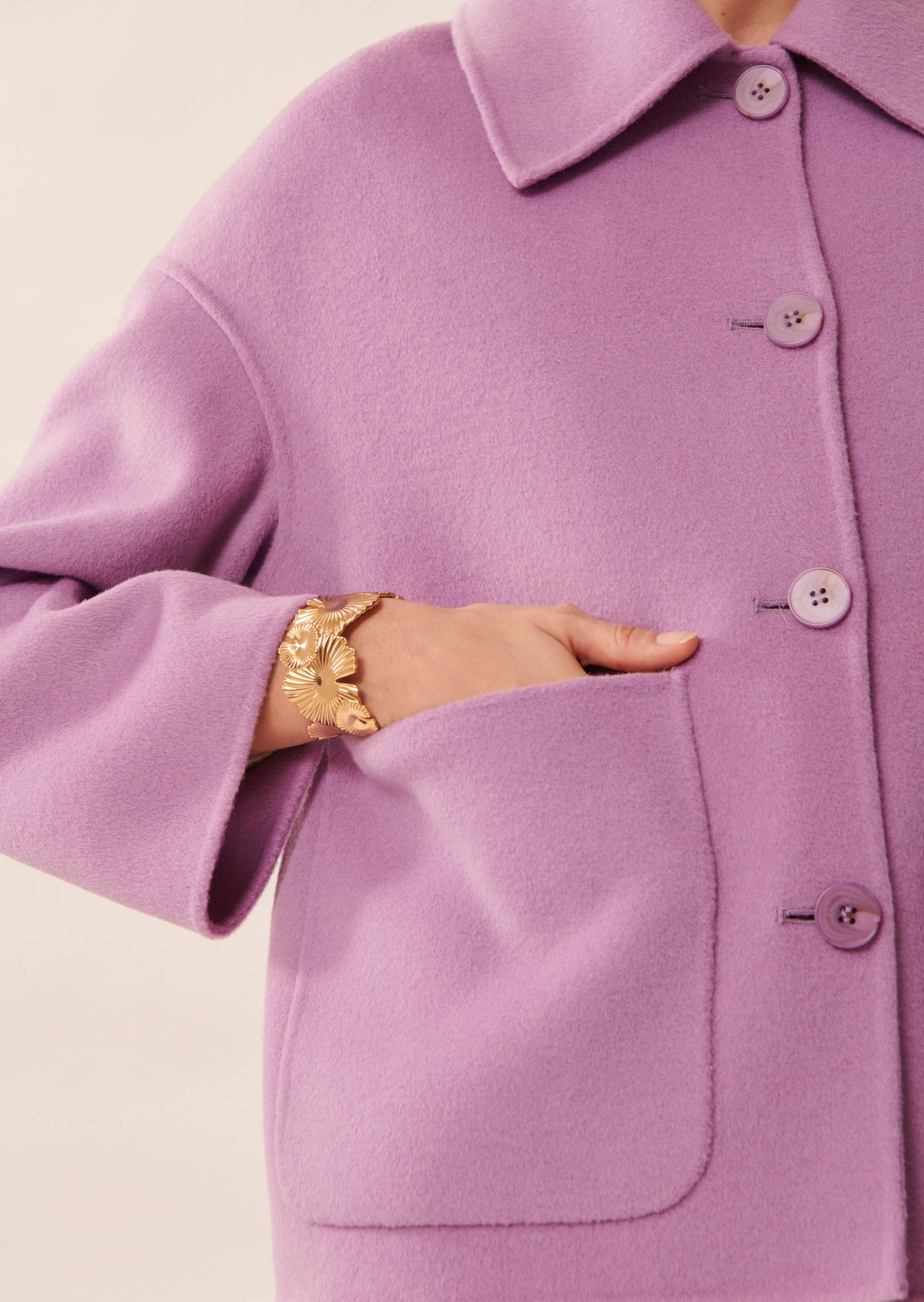 Manteau Madrid parme en laine double face Faume - seconde main