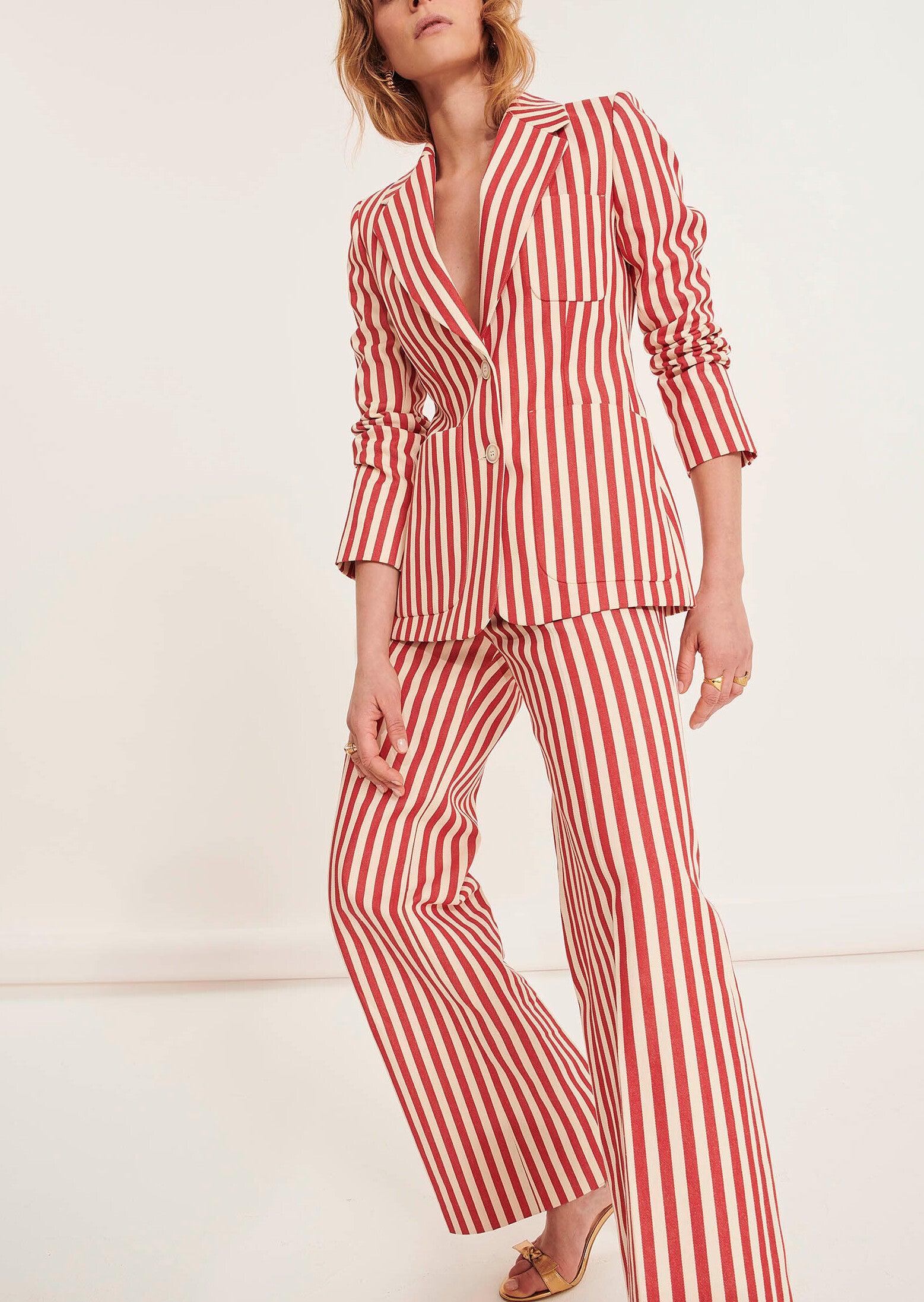 Veste Vivante écrue rayée rouge en coton Faume - seconde main