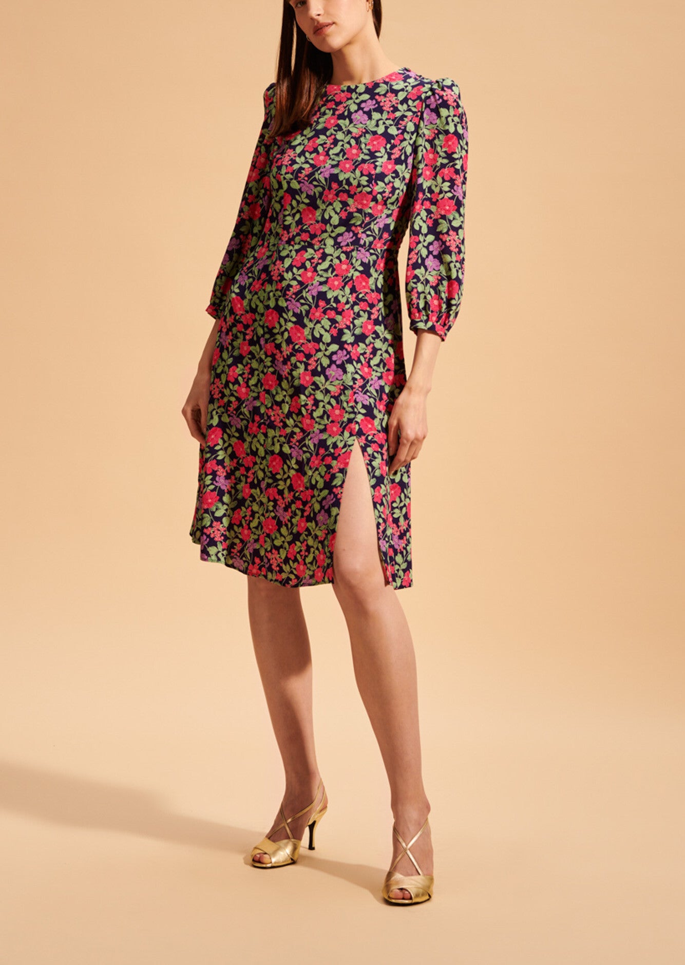 Robe Roizka dos nu imprimé grandes fleurs Faume - seconde main