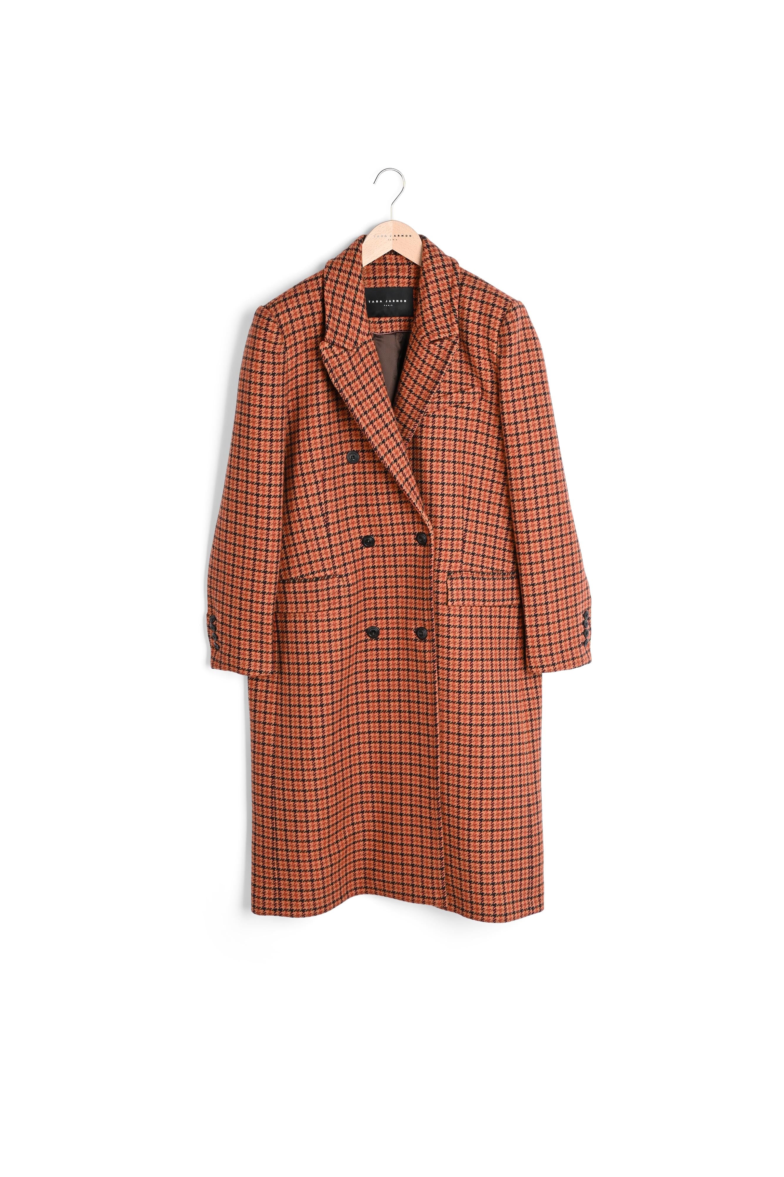 Manteau Marcus marron imprimé pied de poule Faume - seconde main