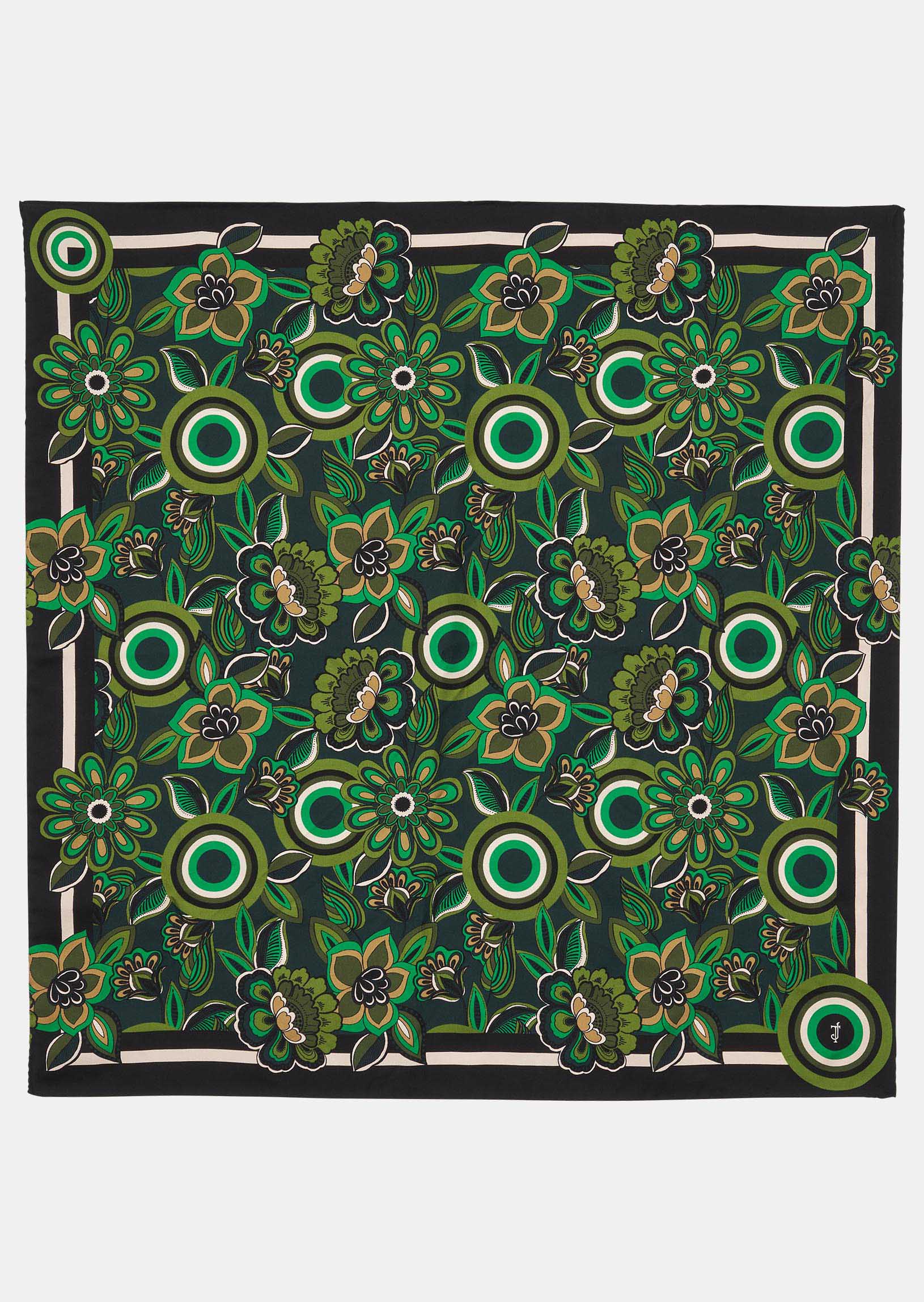 Carré de soie Eleanor vert imprimé fleurs Faume - seconde main