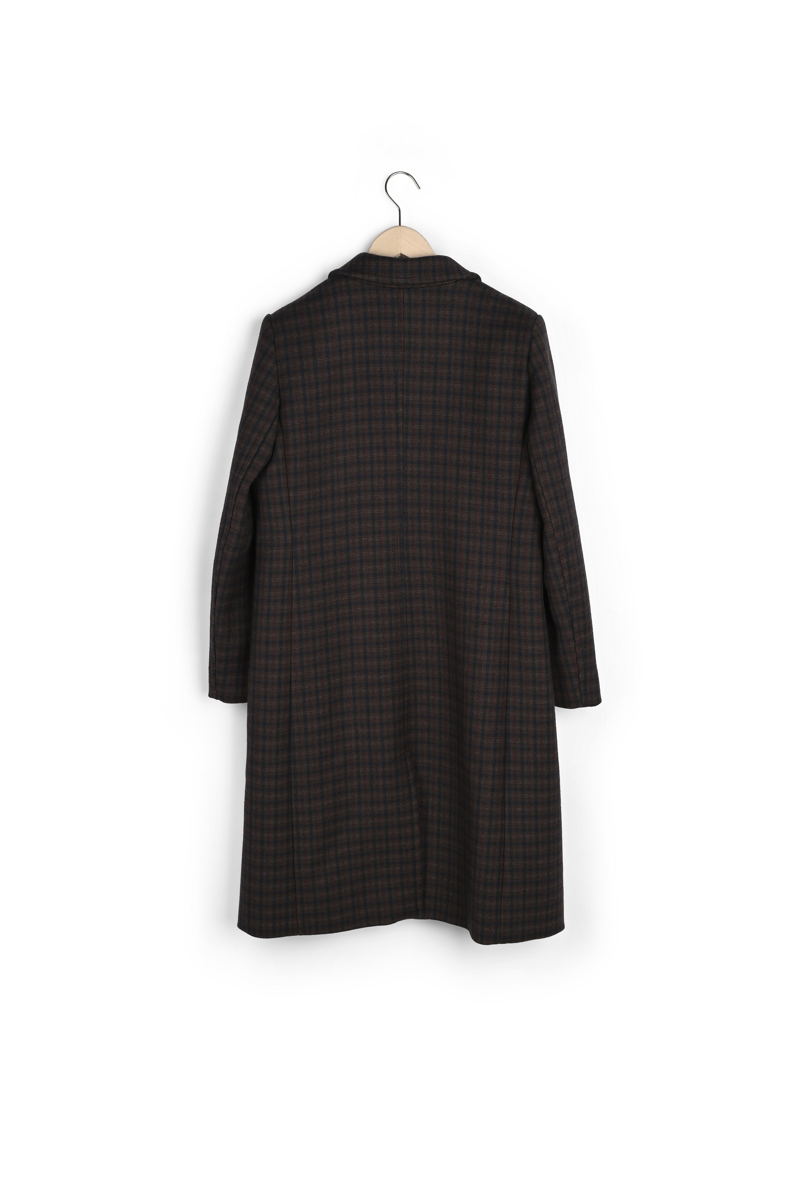 Manteau Majestueux marron à carreaux en laine Faume - seconde main