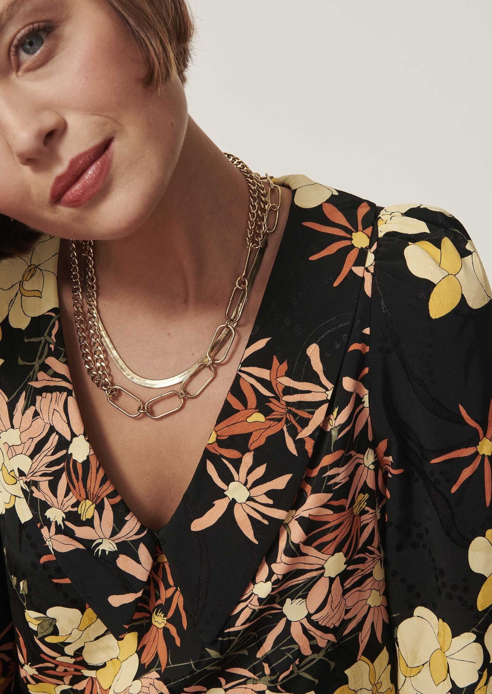 Blouse Tamoo noire imprimé exotic flowers Faume - seconde main