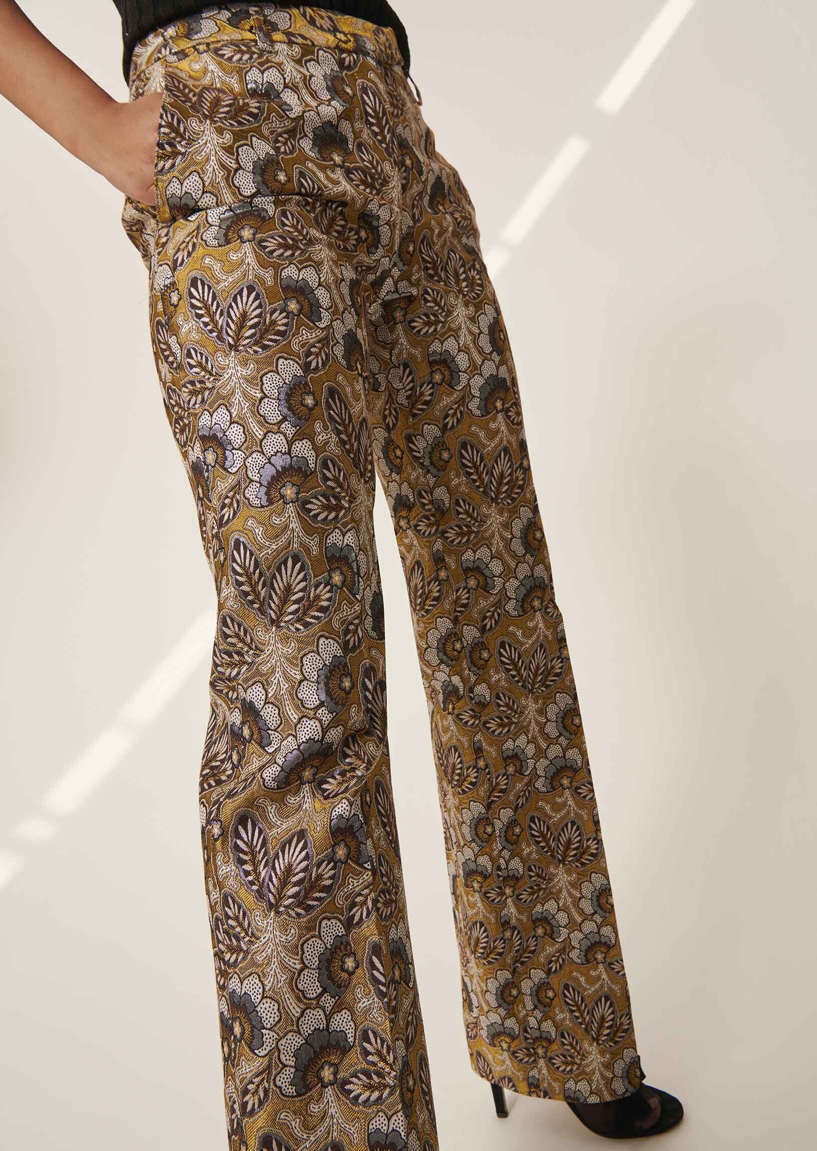 Pantalon Patti mordoré en jacquard fleuri Faume - seconde main